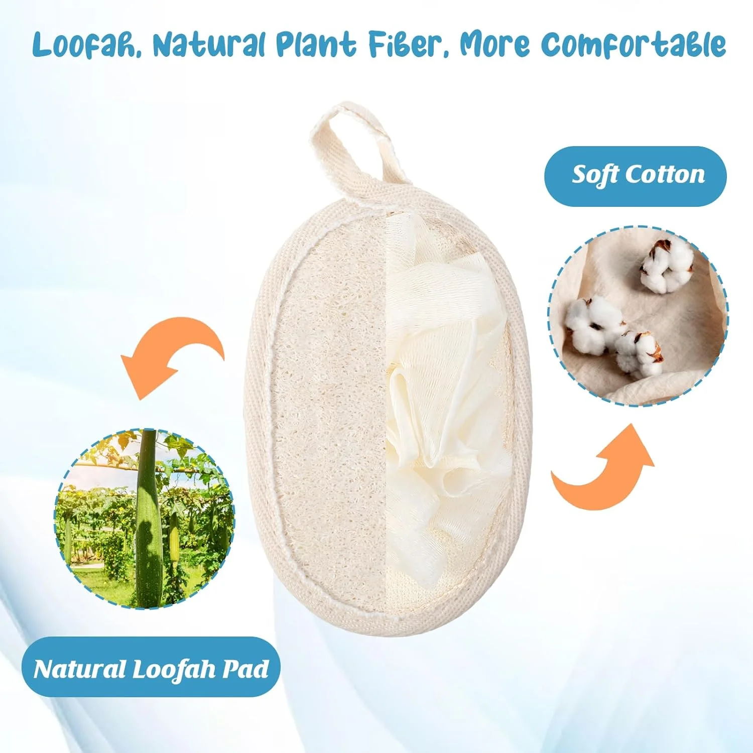 لیف اسفنجی بدن 2 عددی، پد دستکشی لوفا طبیعی برای مردان و زنان، اسکرابر دوش برای بدن و صورت، پد اسفنجی لوفا ساخته شده با اسفنج لوفا سازگار با محیط زیست