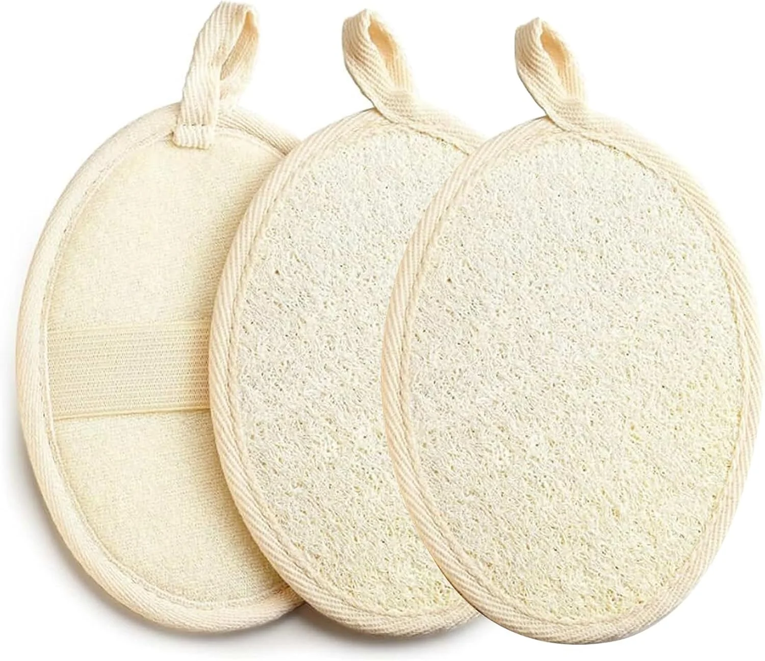 لیف حمام طبیعی لوفا 3 عددی، اسکرابر لایه بردار بدن، اسفنج حمام، ابزار حمام پوست، اسکرابر دوش برای بدن، ایده آل برای بزرگسالان، زنان و مردان