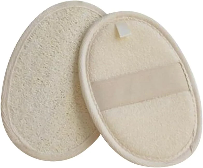 2 عدد پد اسفنجی لوفا طبیعی، اسکراب لایه بردار نرم بدن، اسفنج لیف حمام، پد لایه بردار، لیف لوفا برای تمیز کردن پشت، دارای حلقه برای زنان و مردان