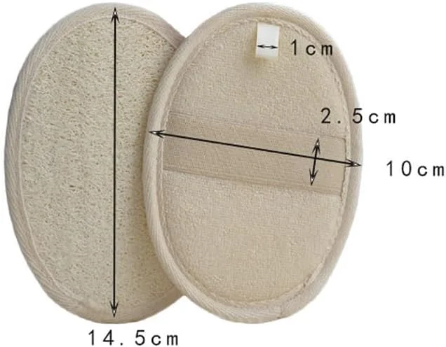 2 عدد پد اسفنجی لوفا طبیعی، اسکراب لایه بردار نرم بدن، اسفنج لیف حمام، پد لایه بردار، لیف لوفا برای تمیز کردن پشت، دارای حلقه برای زنان و مردان