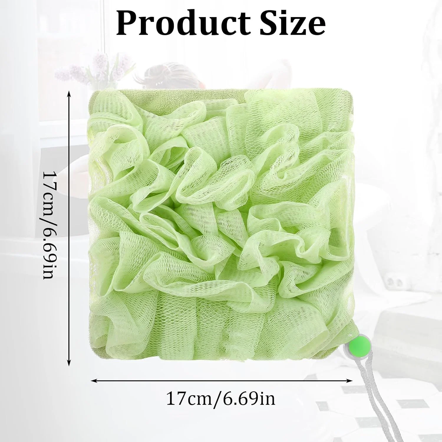 مجموعه 2 عددی لیف حمام و لوفا، اسفنج لوفا صابونی 2 در 1 با بند کشی، توپ توری لایه بردار اسکرابر بدن، لیف حمام دو طرفه برای پاکسازی صورت و بدن برای داشتن پوستی صاف.