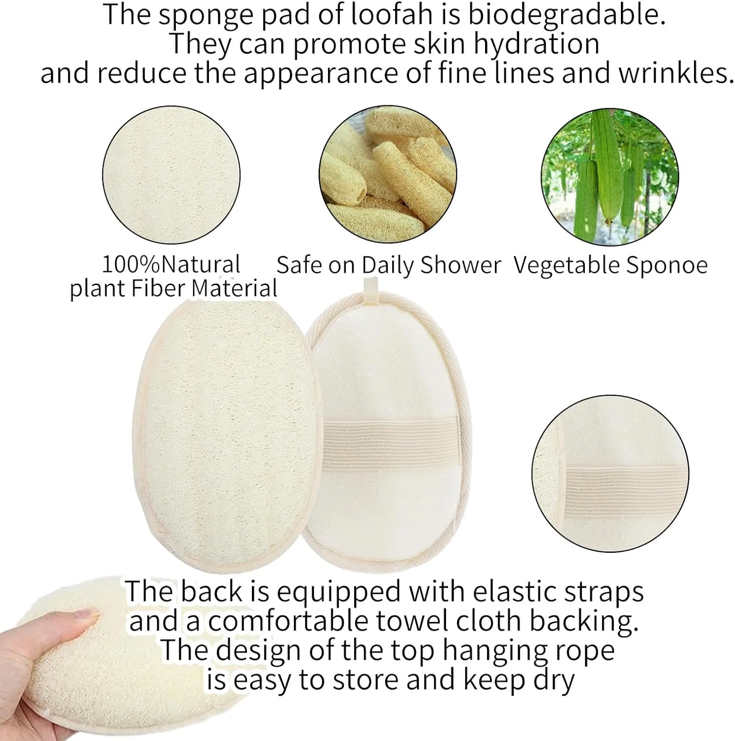 لیف حمام طبیعی لوفا 3 عددی، اسکرابر لایه بردار بدن، اسفنج حمام، ابزار حمام پوست، اسکرابر دوش برای بدن، ایده آل برای بزرگسالان، زنان و مردان