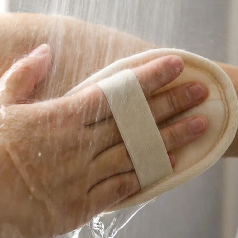 2 عدد پد اسفنجی لوفا طبیعی، اسکراب لایه بردار نرم بدن، اسفنج لیف حمام، پد لایه بردار، لیف لوفا برای تمیز کردن پشت، دارای حلقه برای زنان و مردان