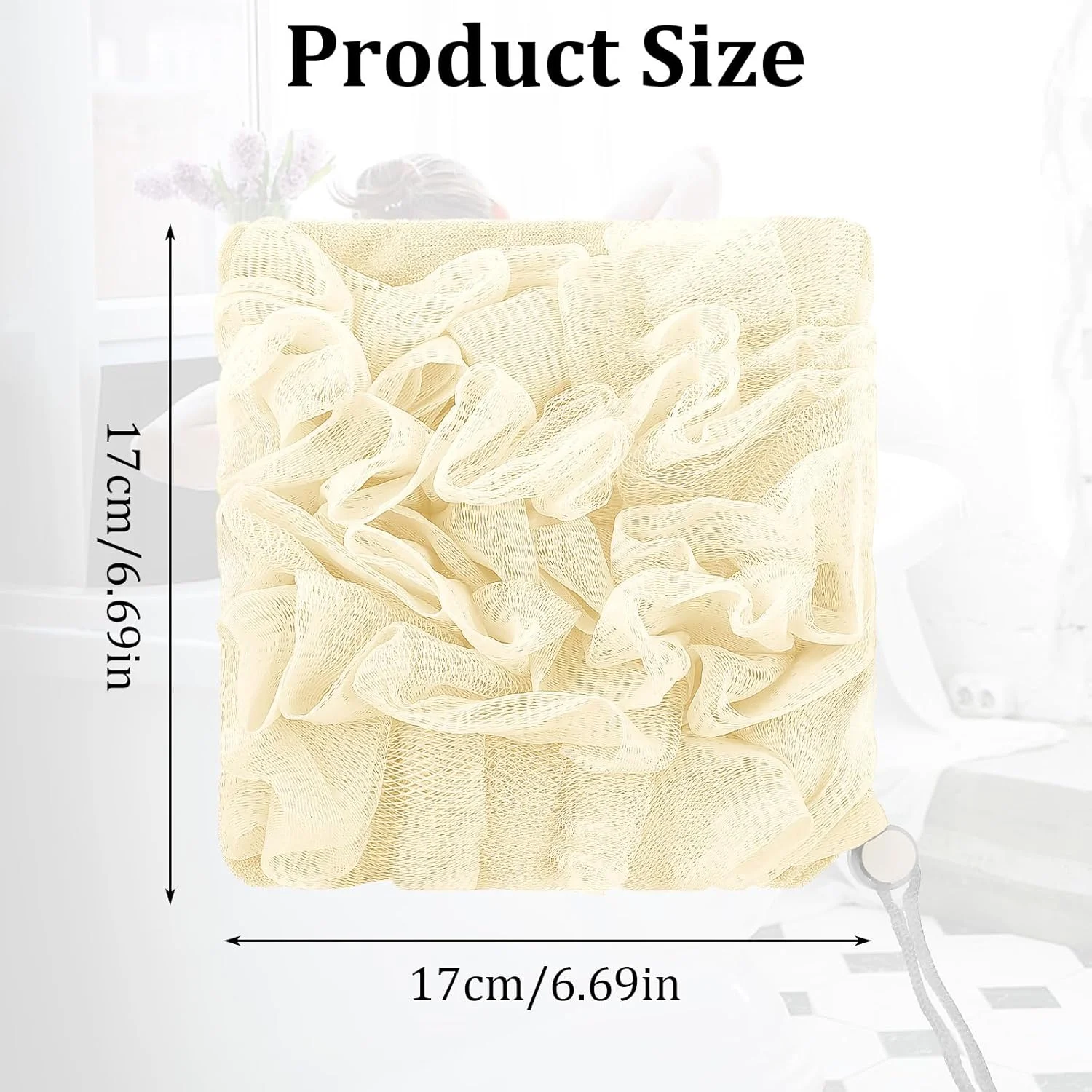 مجموعه 2 عددی لیف و لوفا، اسفنج لوفا صابونی 2 در 1 با بند، لیف حمام دو طرفه، توپ توری لایه بردار برای پاکسازی صورت و بدن و داشتن پوستی صاف.