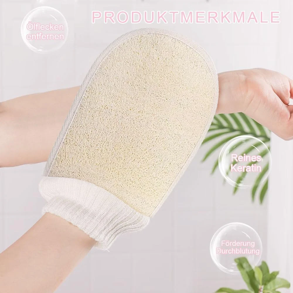 دو عدد دستکش لوفا لایه بردار، دستکش لایه بردار بدن و از بین برنده پوست مرده، دستکش سونا برای آقایان و بانوان - اسکراب موثر بدن برای تجدید پوست
