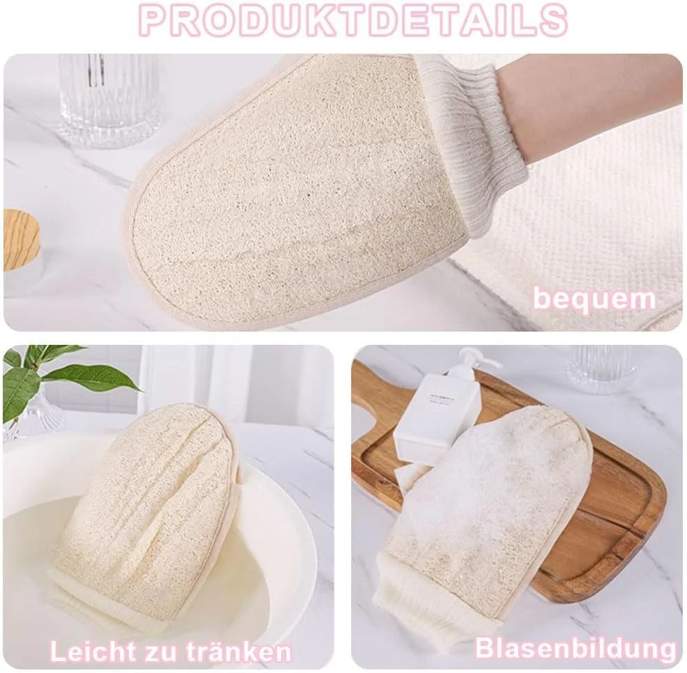 دو عدد دستکش لوفا لایه بردار، دستکش لایه بردار بدن و از بین برنده پوست مرده، دستکش سونا برای آقایان و بانوان - اسکراب موثر بدن برای تجدید پوست