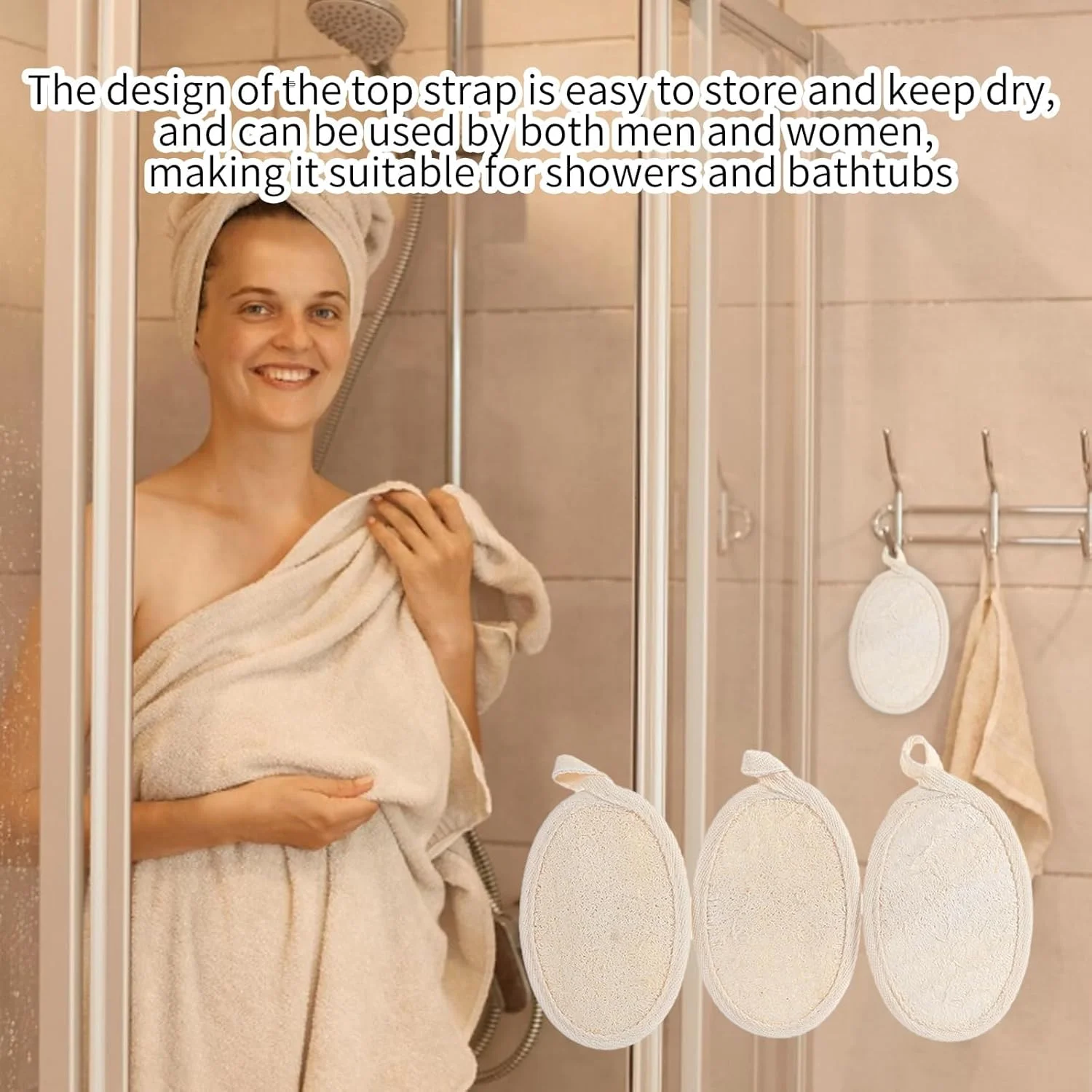 لیف حمام طبیعی لوفا 3 عددی، اسکرابر لایه بردار بدن، اسفنج حمام، ابزار حمام پوست، اسکرابر دوش برای بدن، ایده آل برای بزرگسالان، زنان و مردان