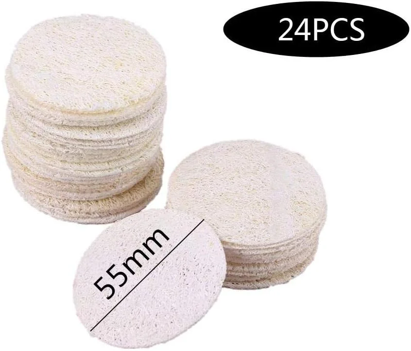 24 عدد پد پاک کننده آرایش صورت، پد لوفا لایه بردار صورت، اسفنج لوفا طبیعی، حوله پاک کننده آرایش لوفا