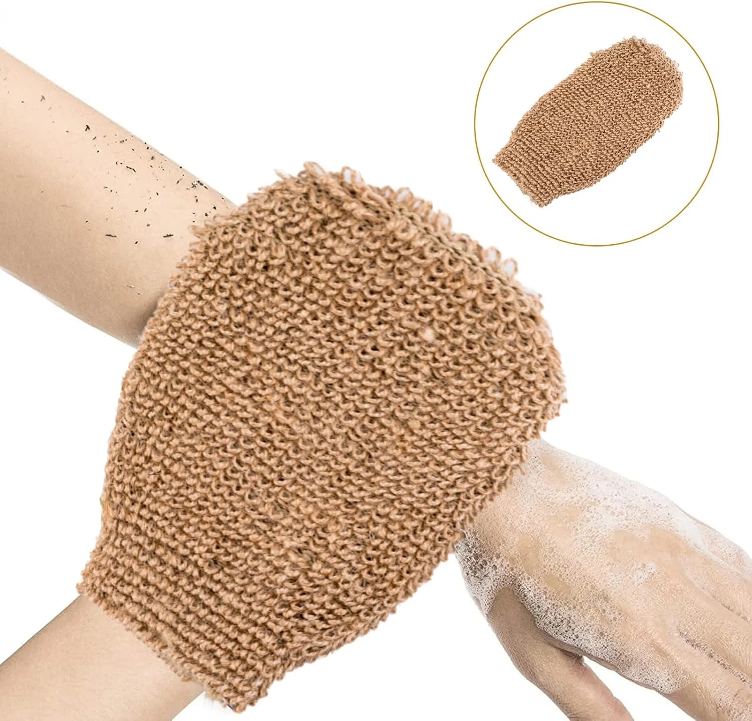 لیف اسکرابر دو طرفه برای پشت با دسته، اسکرابر لایه بردار طبیعی پشت، دستکش لایه بردار بدن برای دوش، مناسب برای آقایان و بانوان برای حمام و شستشو