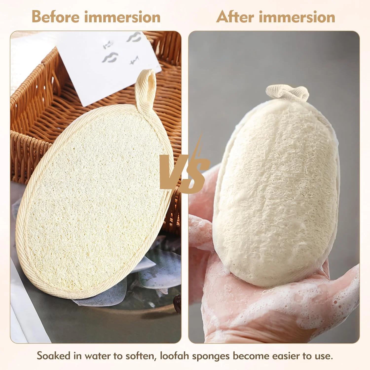 دو عدد اسفنج لوفا طبیعی، اسکراب لایه بردار بدن، اسفنج لوفا برای پاکسازی عمیق و از بین بردن آلودگی، مناسب برای آقایان و بانوان