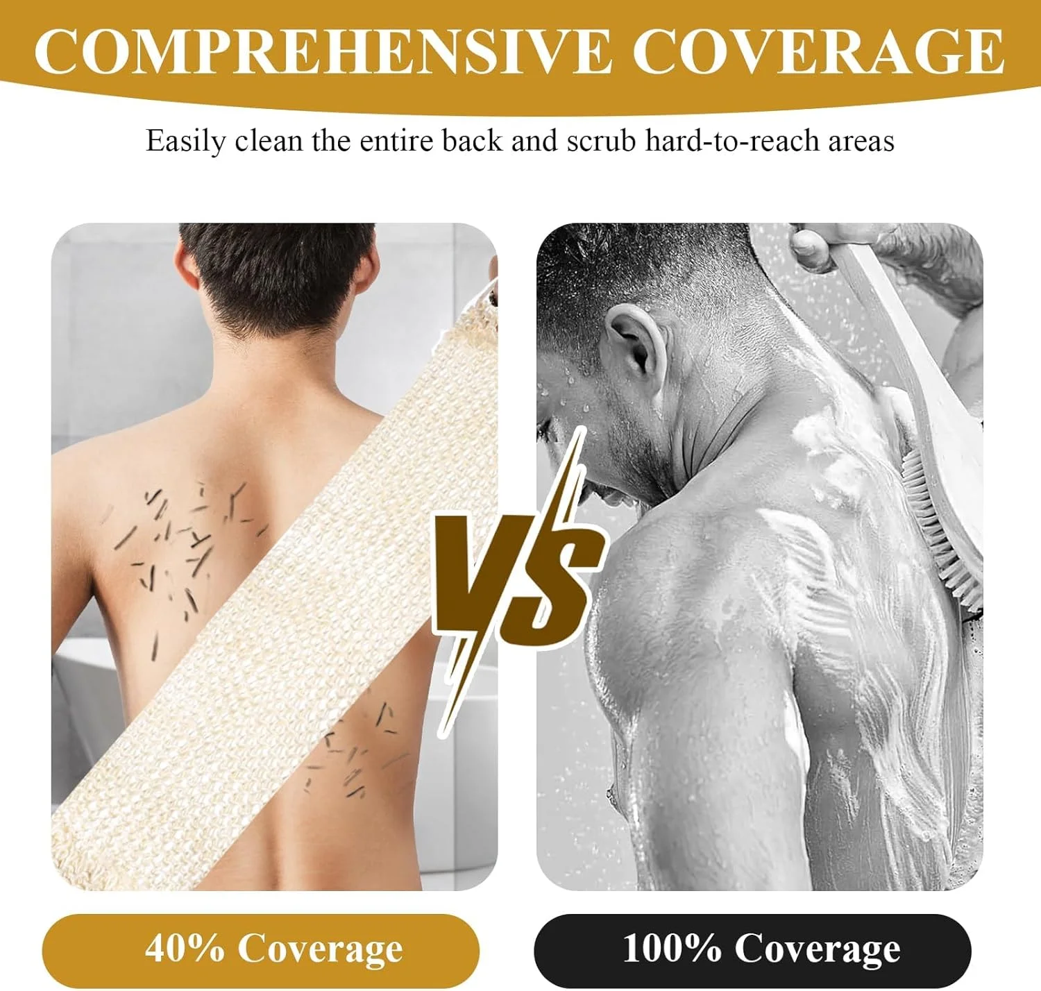 لیف اسکرابر دو طرفه برای پشت با دسته، اسکرابر لایه بردار طبیعی پشت، دستکش لایه بردار بدن برای دوش، مناسب برای آقایان و بانوان برای حمام و شستشو