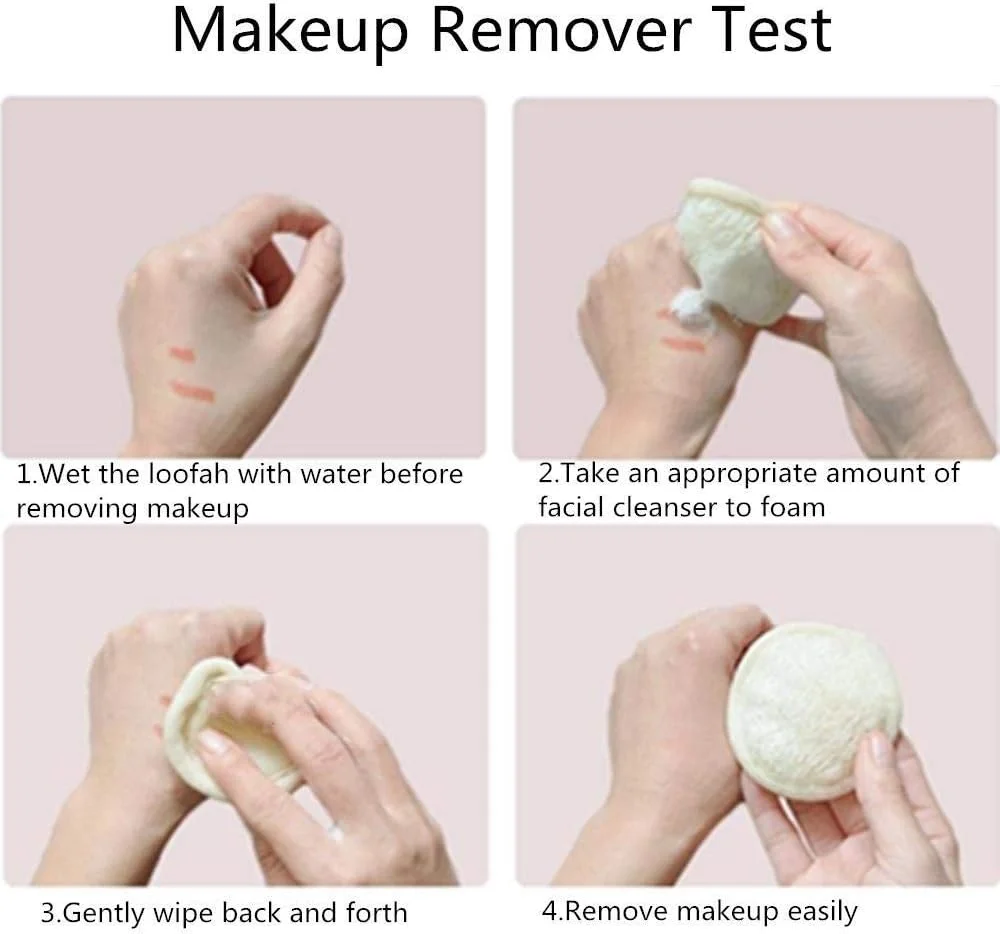 24 عدد پد پاک کننده آرایش صورت، پد لوفا لایه بردار صورت، اسفنج لوفا طبیعی، حوله پاک کننده آرایش لوفا