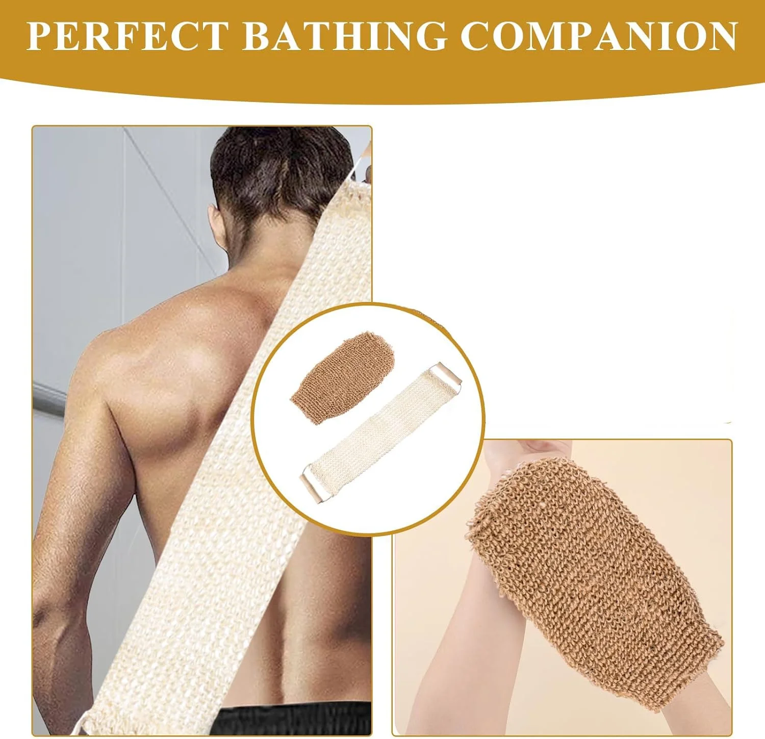 لیف اسکرابر دو طرفه برای پشت با دسته، اسکرابر لایه بردار طبیعی پشت، دستکش لایه بردار بدن برای دوش، مناسب برای آقایان و بانوان برای حمام و شستشو