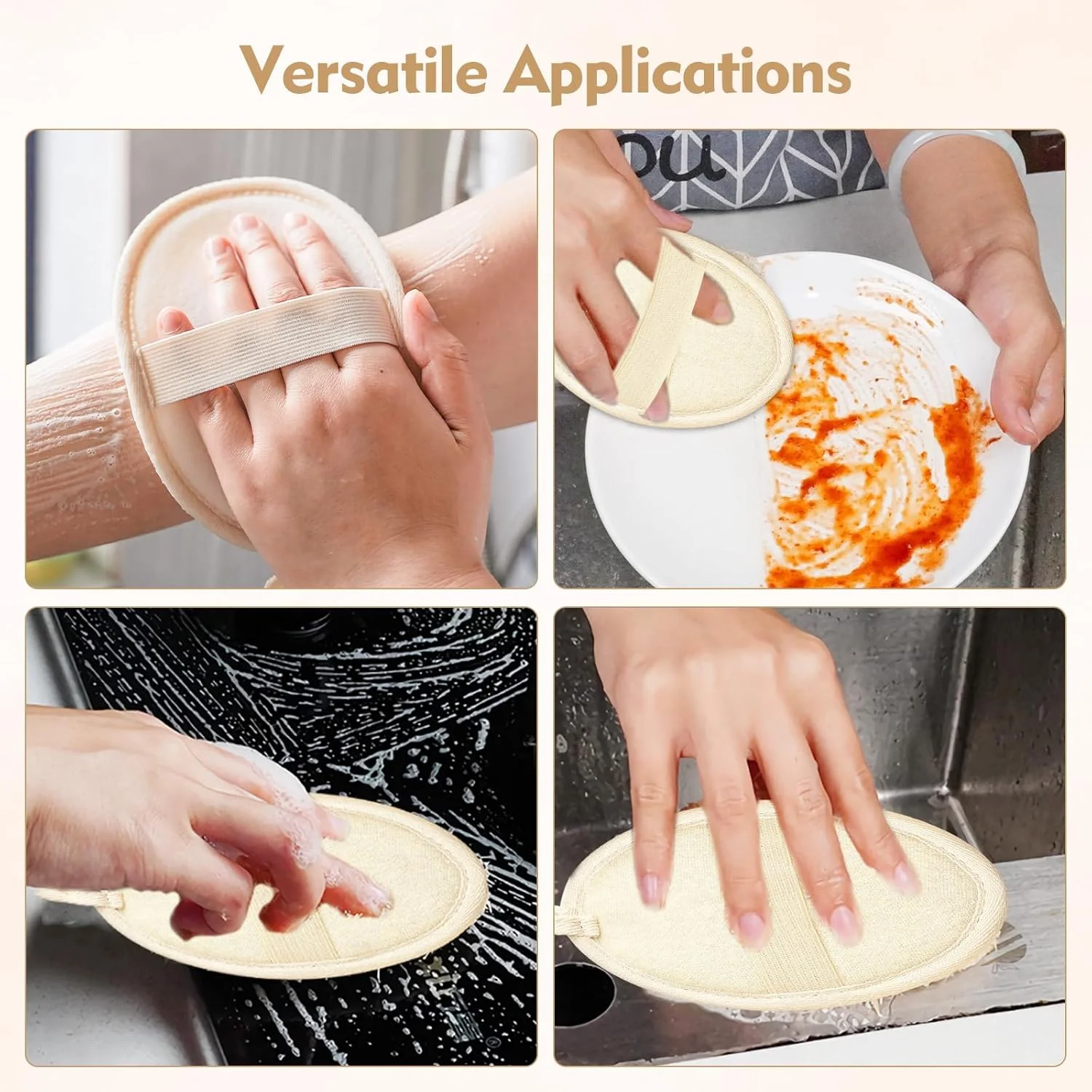 دو عدد اسفنج لوفا طبیعی، اسکراب لایه بردار بدن، اسفنج لوفا برای پاکسازی عمیق و از بین بردن آلودگی، مناسب برای آقایان و بانوان