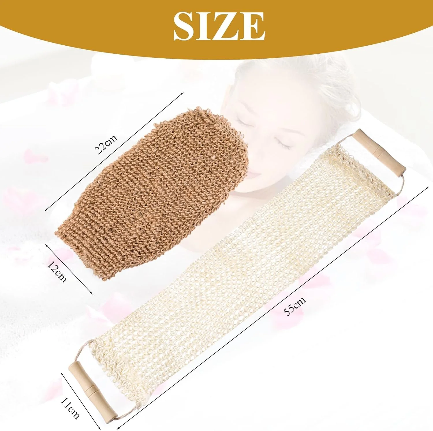 لیف اسکرابر دو طرفه برای پشت با دسته، اسکرابر لایه بردار طبیعی پشت، دستکش لایه بردار بدن برای دوش، مناسب برای آقایان و بانوان برای حمام و شستشو