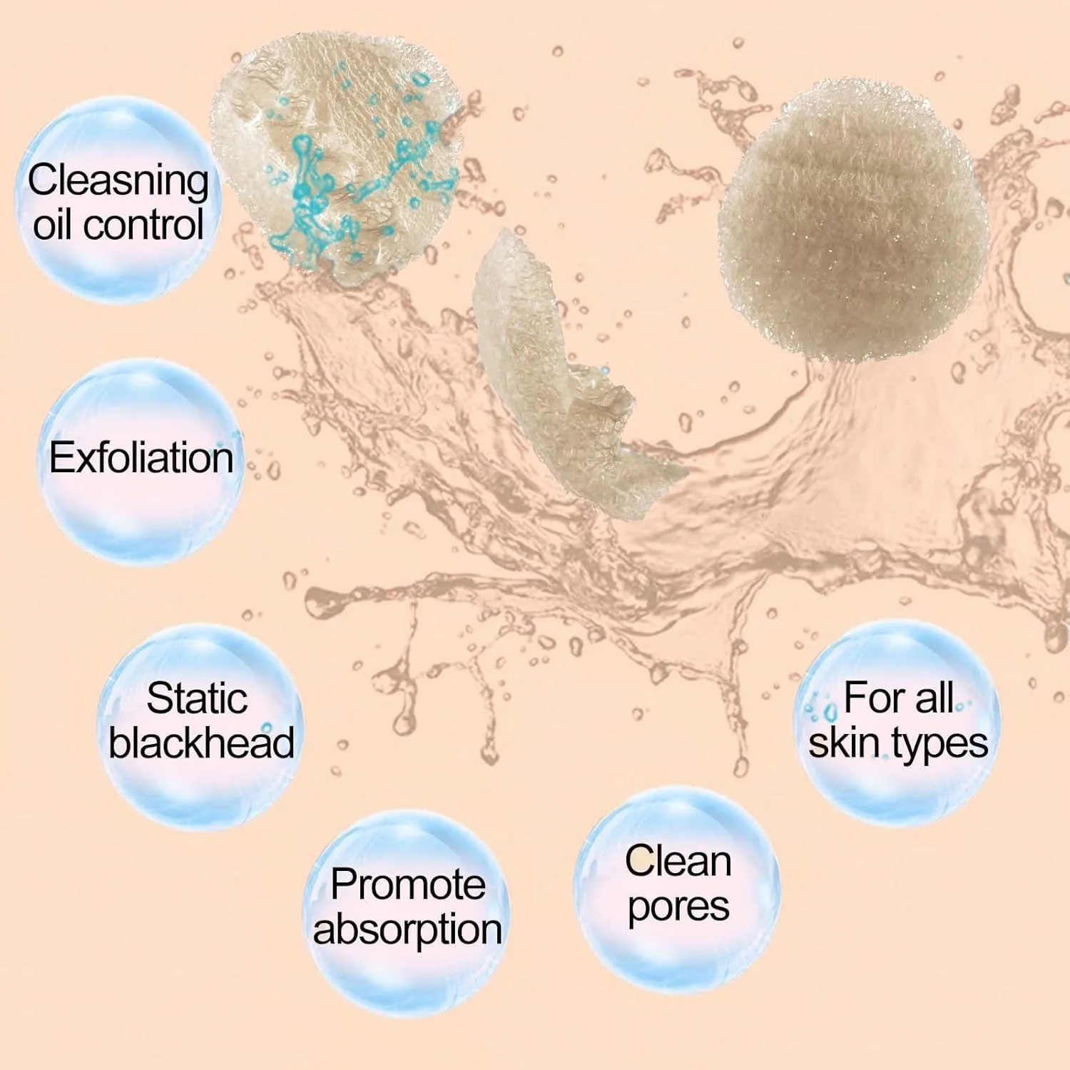 100 عدد پد لوفا طبیعی لایه بردار صورت و بدن، اسفنج های گرد 6 سانتی متری قابل استفاده مجدد برای پاکسازی ملایم صورت، از بین بردن پوست مرده، مراقبت از پوست در حمام و اسپا برای زنان و مردان