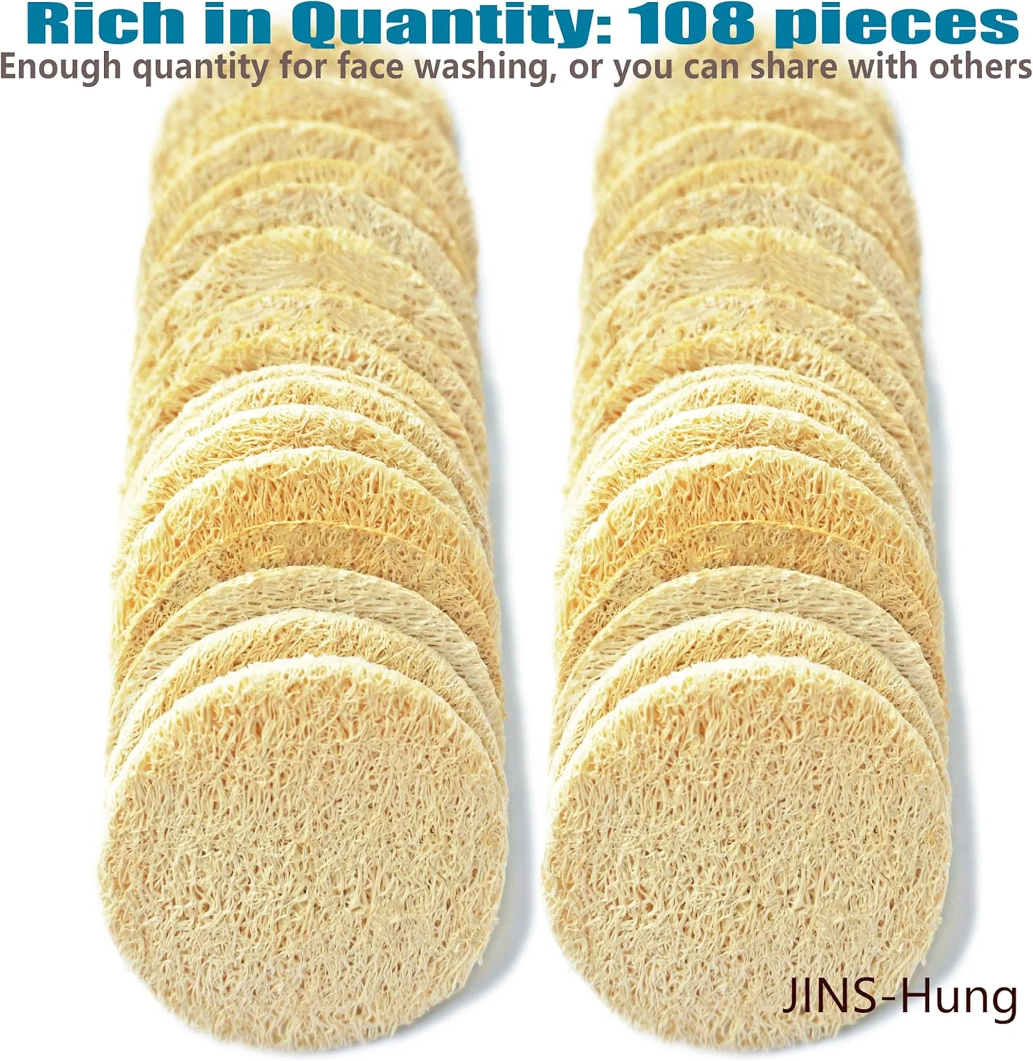 پد لوفا طبیعی لایه بردار صورت، بسته 108 عددی - پد اسکراب صورت و بدن - مناسب حمام، دوش و اسپا - برس اسفنج لوفا - لوفا اسکرابر عمده - پاکسازی پوست برای زنان و مردان