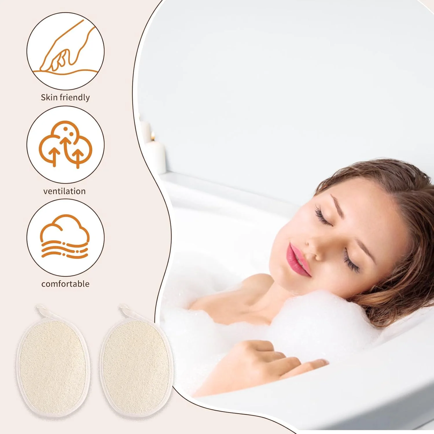 2 عدد اسفنج لوفا، اسفنج لایه بردار، پد لایه بردار صورت، لوفا دوش، اسفنج لوفا لایه بردار، پدهای اسکراب لایه بردار بدن دوش، پدهای شستشوی صورت اسفنج لایه بردار برای زنان و مردان