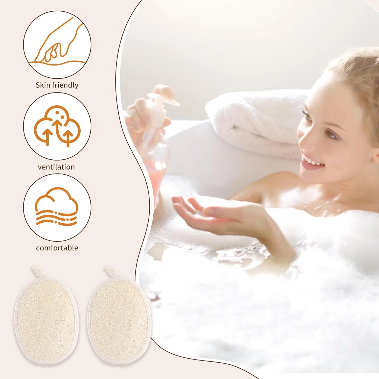 2 عدد اسفنج لوفا، اسفنج لایه بردار، پد لایه بردار صورت، لوفا دوش، اسفنج لوفا لایه بردار، پدهای اسکراب لایه بردار بدن دوش، پدهای شستشوی صورت اسفنج لایه بردار برای زنان و مردان