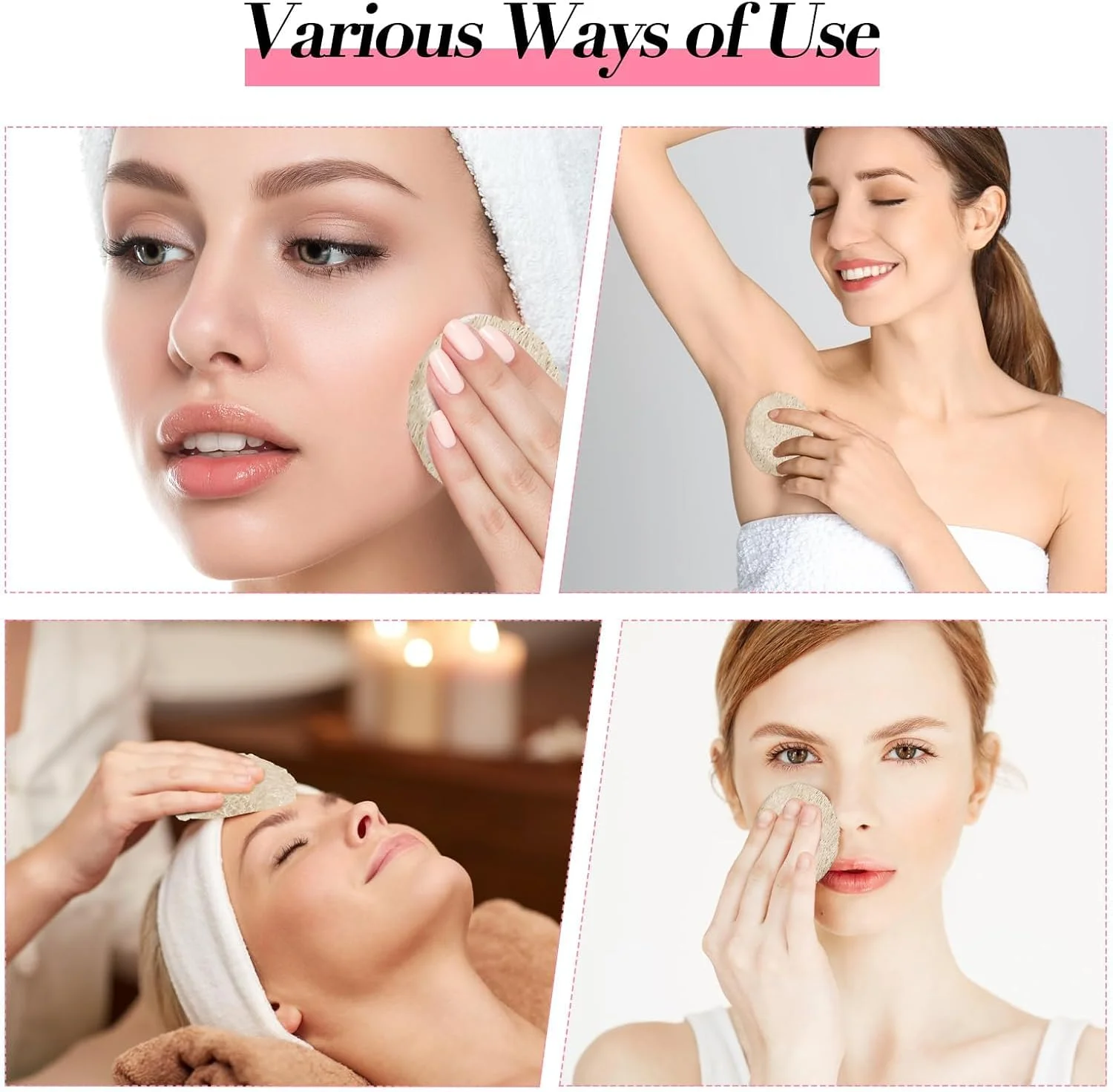 100 عدد پد لوفا طبیعی لایه بردار صورت و بدن، اسفنج های گرد 6 سانتی متری قابل استفاده مجدد برای پاکسازی ملایم صورت، از بین بردن پوست مرده، مراقبت از پوست در حمام و اسپا برای زنان و مردان