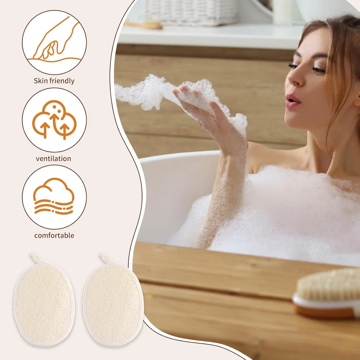 2 عدد اسفنج لوفا، اسفنج لایه بردار، پد لایه بردار صورت، لوفا دوش، اسفنج لوفا لایه بردار، پدهای اسکراب لایه بردار بدن دوش، پدهای شستشوی صورت اسفنج لایه بردار برای زنان و مردان