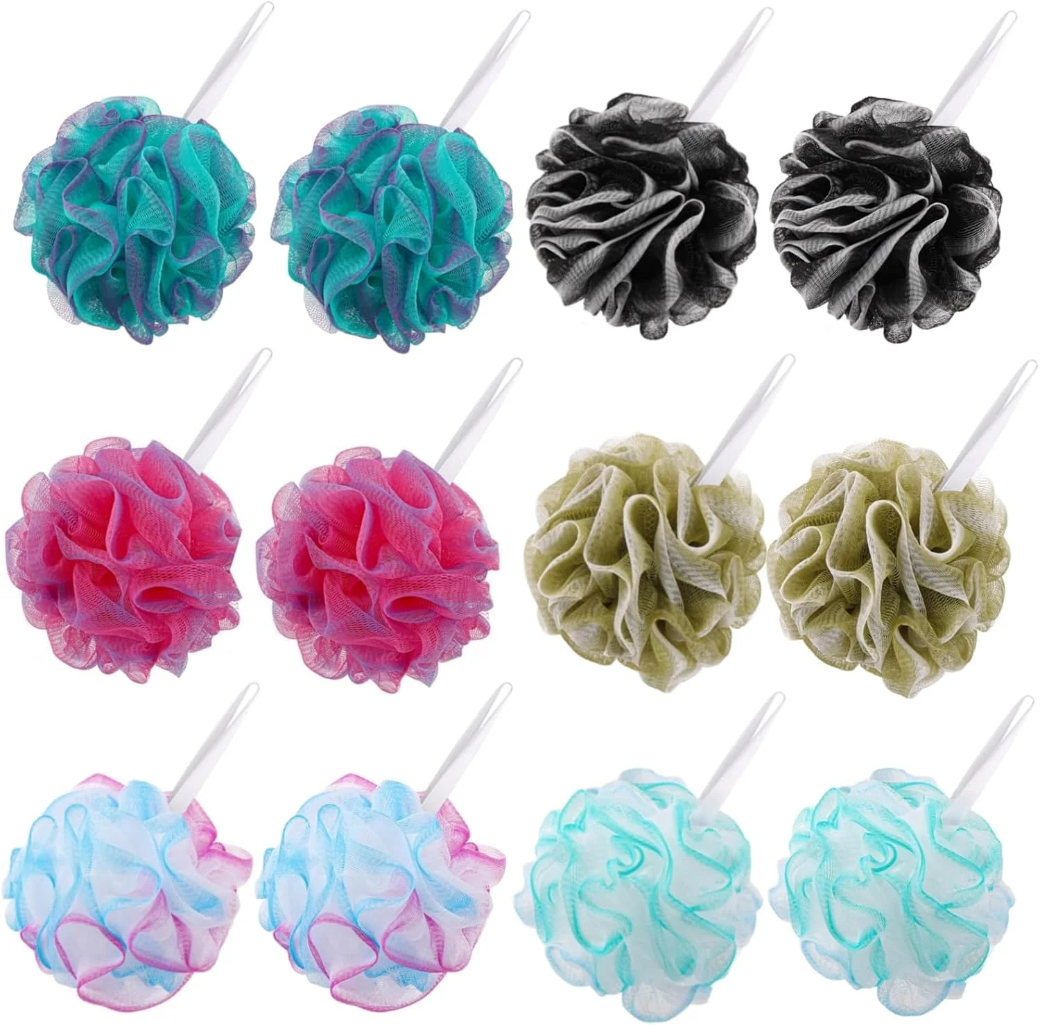 12 عدد اسفنج حمام کوچک لیف مسافرتی، 25 گرم در هر عدد، پف دوش توری، اسکرانچی حمام لایه بردار - چند رنگ