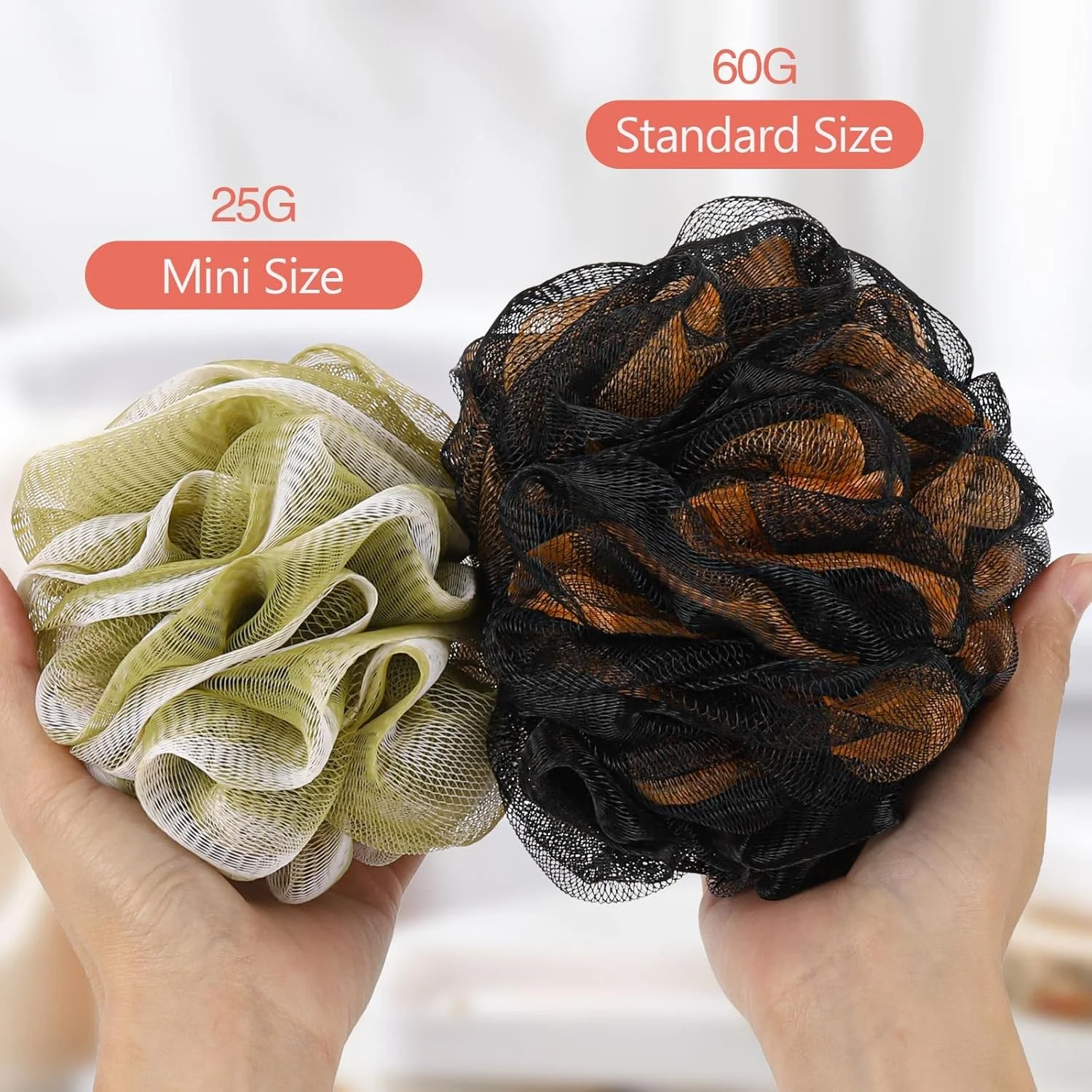 12 عدد اسفنج حمام کوچک لیف مسافرتی، 25 گرم در هر عدد، پف دوش توری، اسکرانچی حمام لایه بردار - چند رنگ