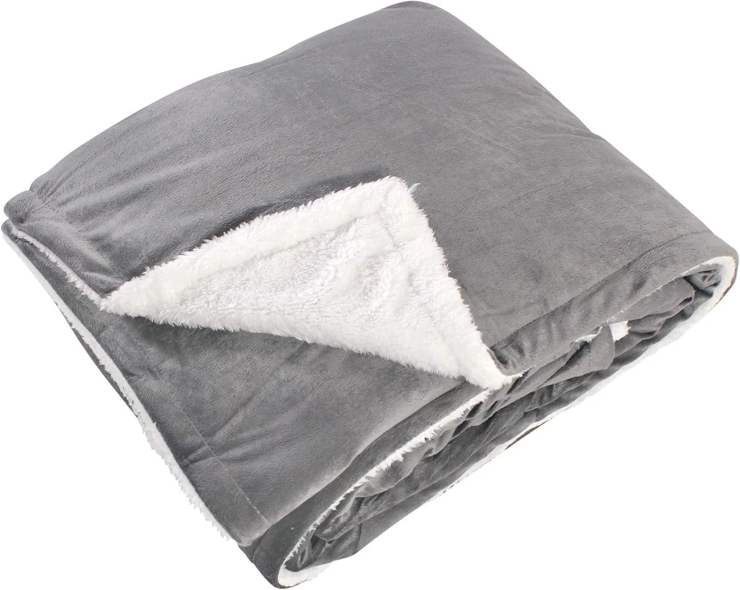 پتو مینک مردانه و زنانه Hudson Baby Home Collection با پشت شرپا، شرپا زغالی، 228x228 سانتی متر (مناسب تخت کامل/کوئین)