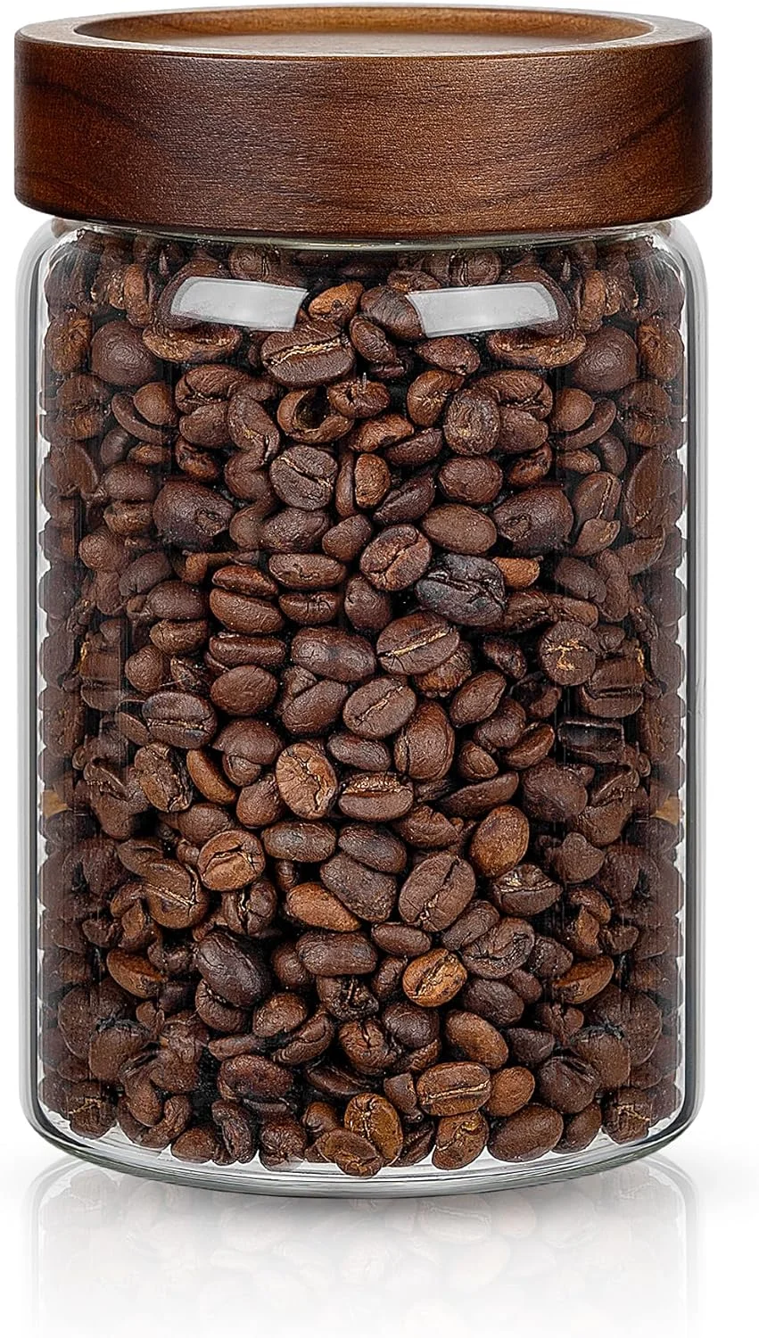 ظروف شیشه ای ذخیره سازی Piconesper با درب های محکم، ظرف قهوه 850 میلی لیتری با درب چوبی، قوطی شیشه ای انبار برای حبوبات، برنج، شکر و غیره، 1 عدد ظروف شیشه ای ذخیره سازی Piconesper با درب های محکم، ظرف قهوه 850 میلی لیتری با درب چوبی، قوطی شیشه ای انبار برای حبوبات، برنج، شکر و غیره، 1 عدد