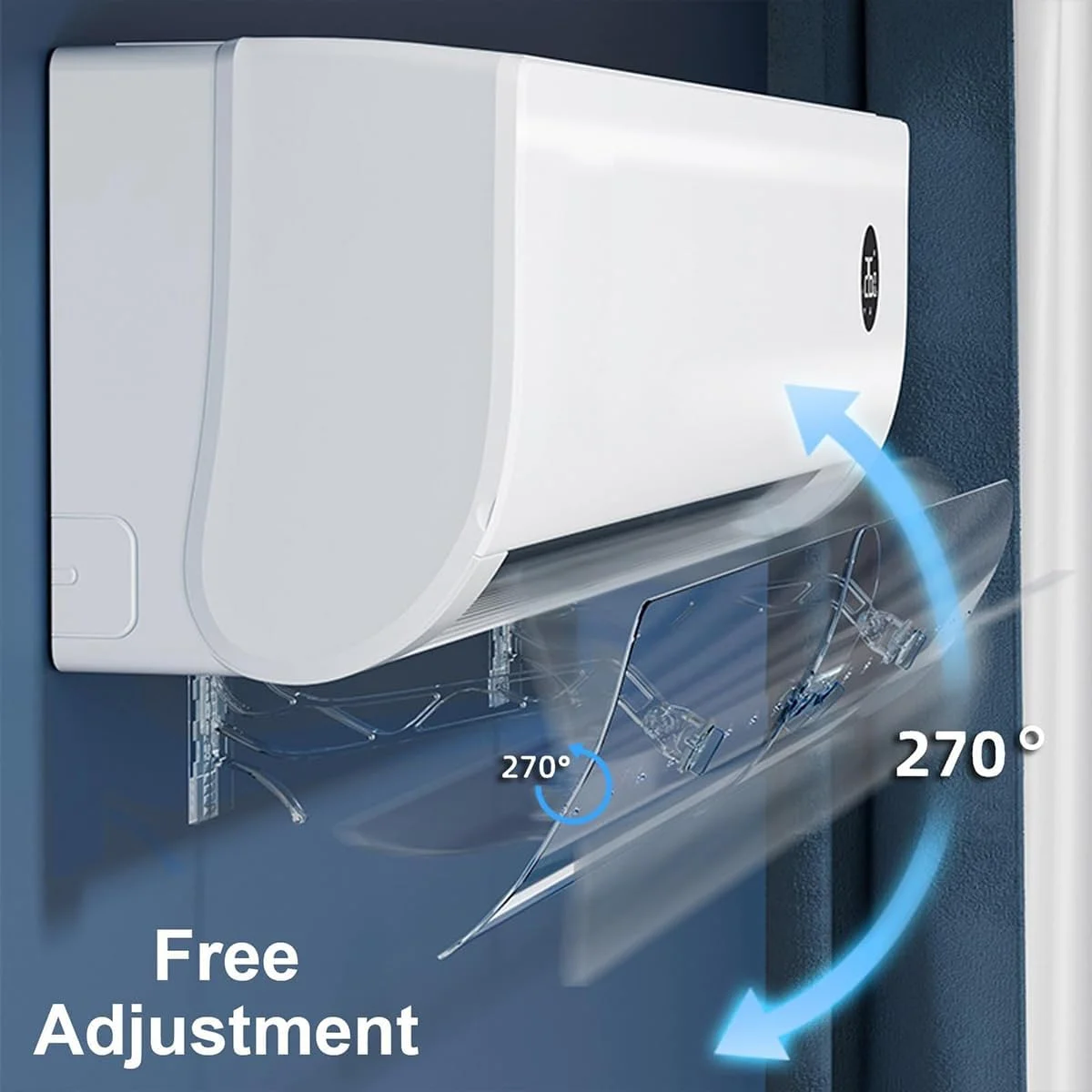 منحرف کننده جریان هوای کولر گازی ECVV، 50-102 سانتی متر، جمع شونده، شفاف، دریچه مینی اسپلیت، کنترل جریان هوا با قابلیت تنظیم 270 درجه، شیشه جلو ضد تراکم، بافل های باد برای کولرهای گازی دیواری