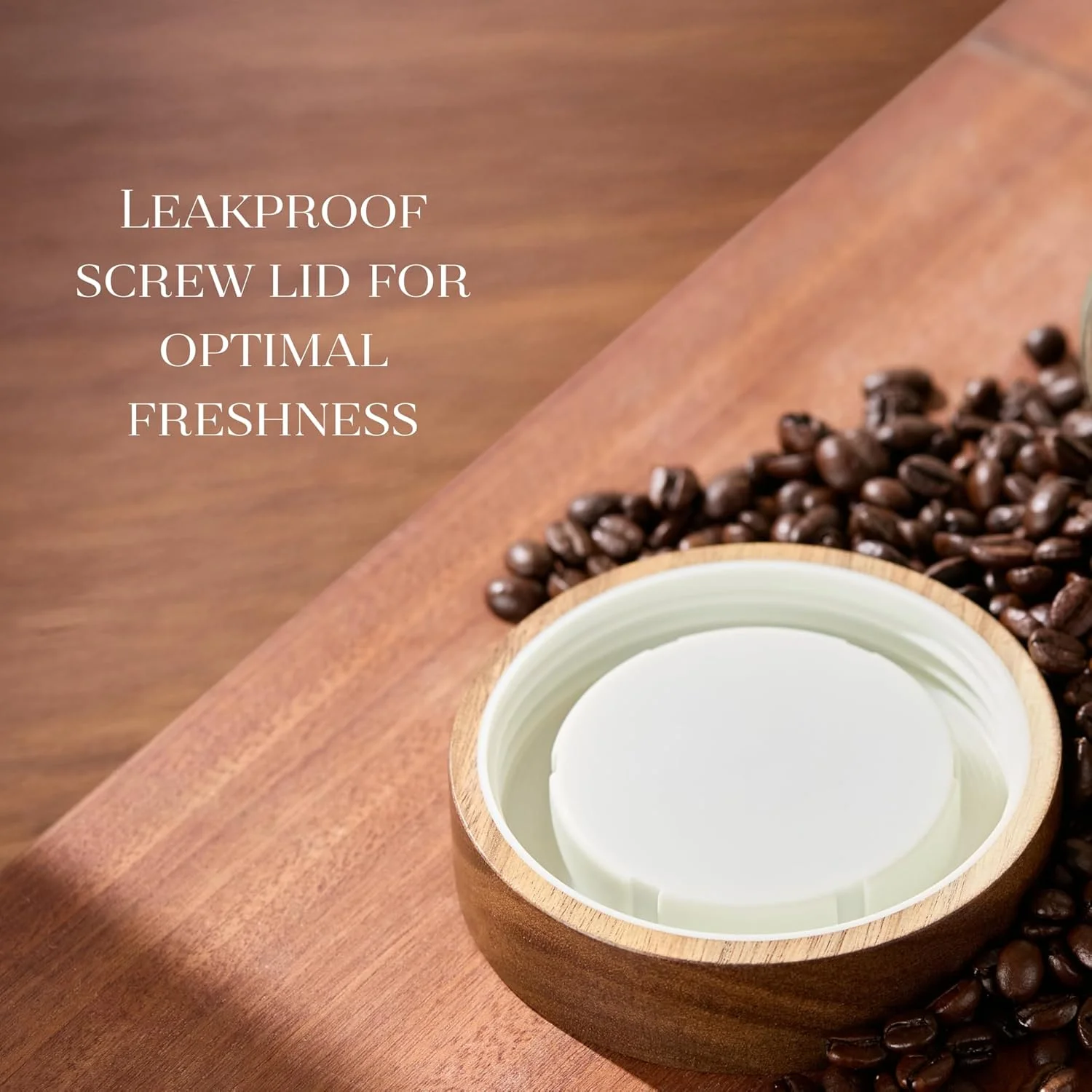 ست 5 تایی ظروف شیشه ای خنثی آشپزخانه با درب چوبی اقاقیا، ظروف نگهداری مواد غذایی دربسته برای سازماندهی کابینت آشپزخانه، مناسب برای اسپاگتی، آرد، شکر، قهوه، چای، جو دوسر و ماست