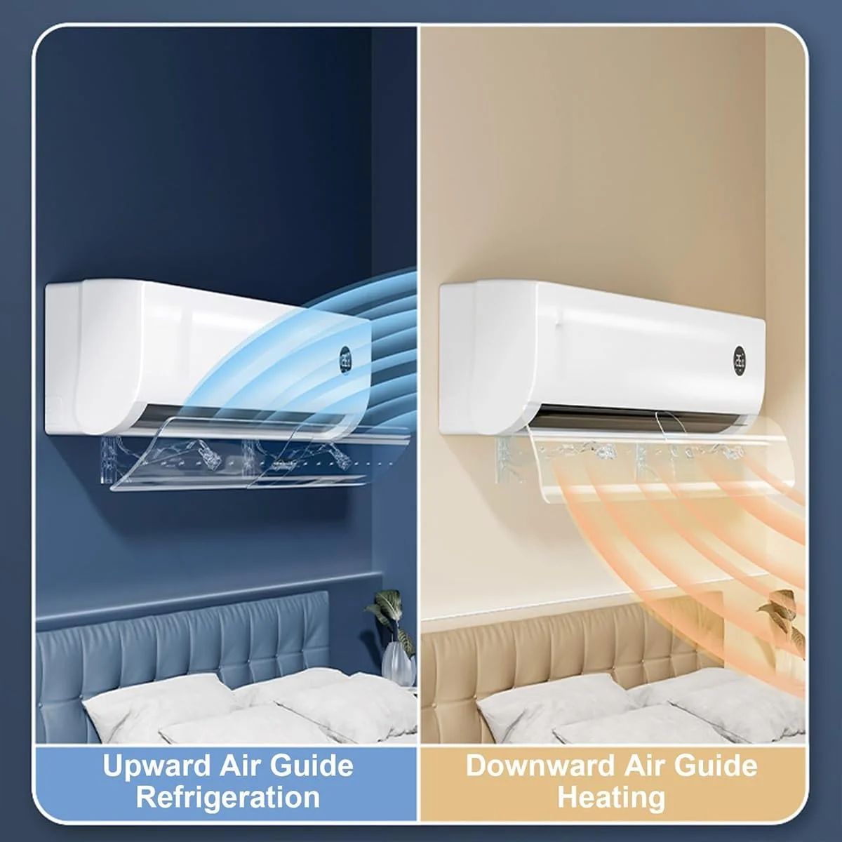 منحرف کننده جریان هوای کولر گازی ECVV، 50-102 سانتی متر، جمع شونده، شفاف، دریچه مینی اسپلیت، کنترل جریان هوا با قابلیت تنظیم 270 درجه، شیشه جلو ضد تراکم، بافل های باد برای کولرهای گازی دیواری