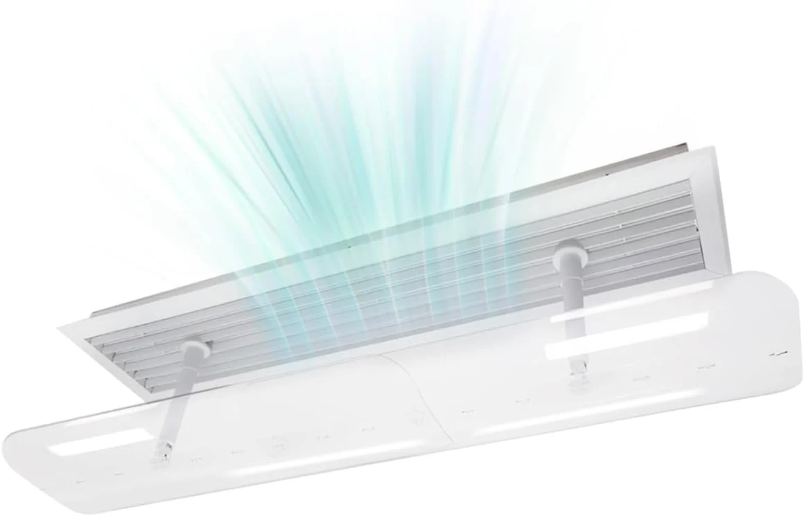 منحرف کننده جریان هوای کولر گازی ECVV، با قابلیت جمع شدن 60-100 سانتی متر، شفاف، مناسب برای دریچه های مینی اسپلیت، انحراف 180 درجه ای جهت باد، ضد تراکم، مناسب برای کولرهای گازی دیواری و مرکزی