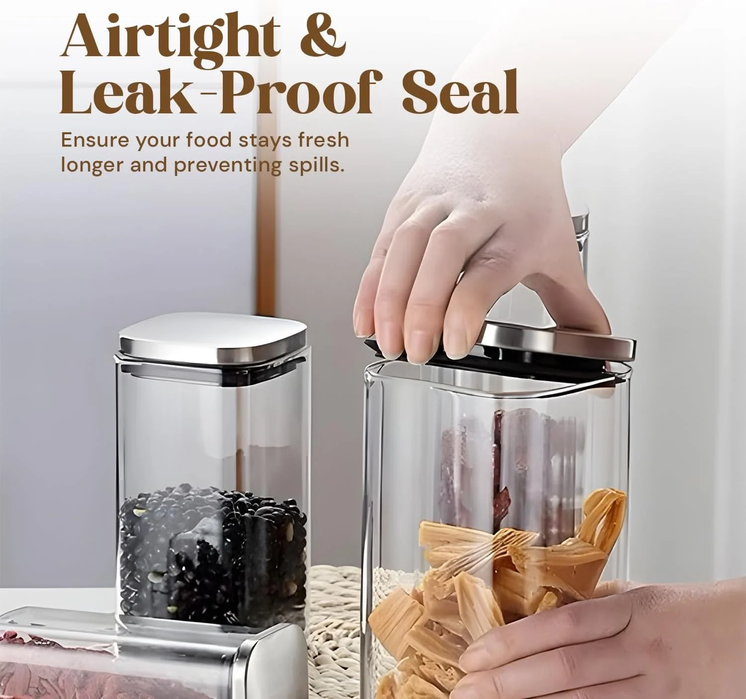 ست شیشه ای زی سلکت 3 عددی 575 میلی لیتر، 800 میلی لیتر، 1000 میلی لیتر | ست ظروف شیشه ای درب دار | ظروف نگهداری ضد نشت | ظروف آشپزخانه برای قهوه، آرد، شکر، آبنبات، کلوچه | ظروف نگهداری