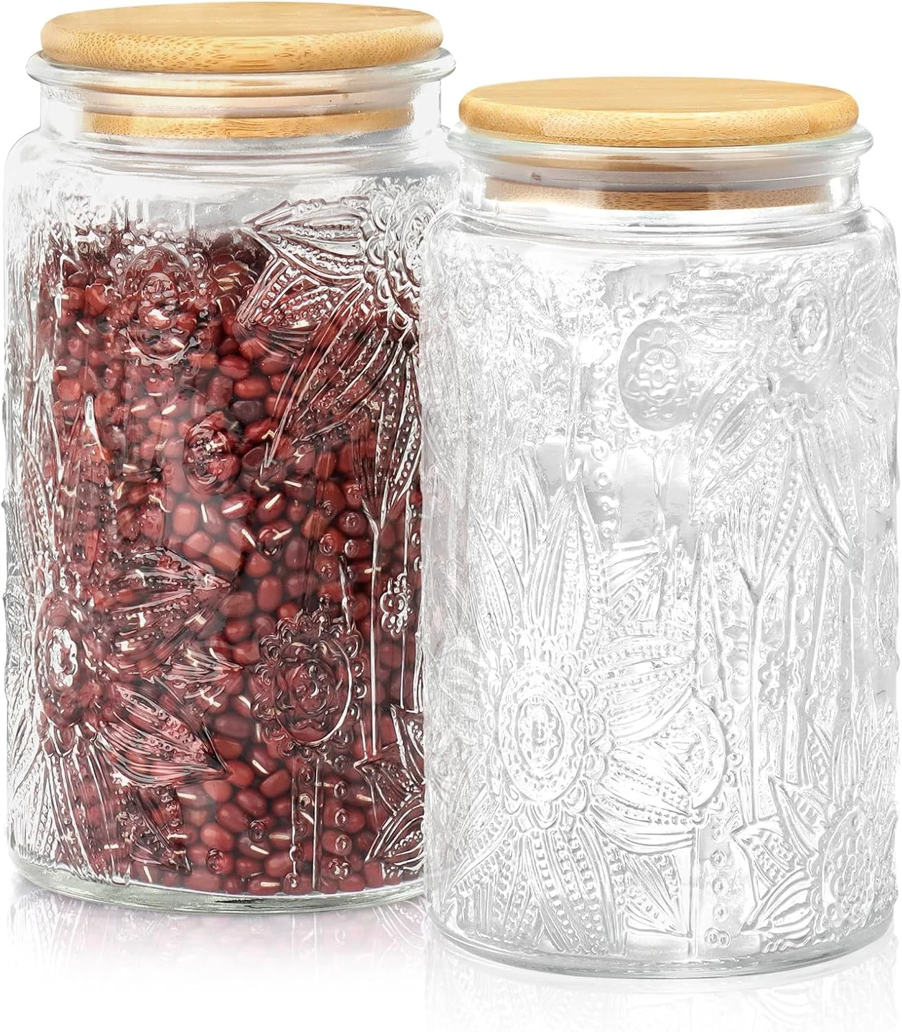 ظروف شیشه ای ذخیره سازی Yiter، ظروف ذخیره سازی درب دار و محکم با طرح قدیمی برای آجیل، چای، حبوبات، ظرف ذخیره سازی بزرگ برای آشپزخانه، انبار، 2 عدد 1000 میلی لیتری ظروف شیشه ای ذخیره سازی Yiter، ظروف ذخیره سازی درب دار و محکم با طرح قدیمی برای آجیل، چای، حبوبات، ظرف ذخیره سازی بزرگ برای آشپزخانه، انبار، 2 عدد 1000 میلی لیتری