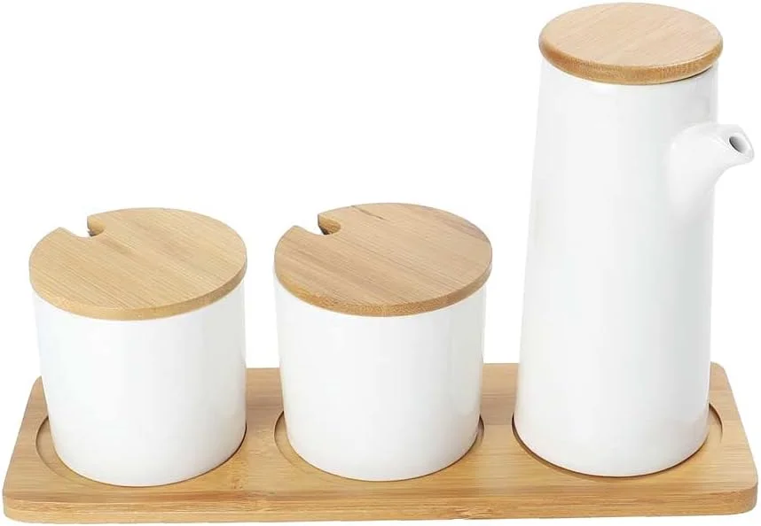 ست 4 تکه ظروف چاشنی چینی YATAI با سینی و درب بامبو - ست جعبه چاشنی، بطری سرکه سس، ست ظروف ادویه - ظرف نگهداری مواد غذایی برای سازماندهی انبار، ظروف نگهداری، ست نمک و فلفل ست 4 تکه ظروف چاشنی چینی YATAI با سینی و درب بامبو - ست جعبه چاشنی، بطری سرکه سس، ست ظروف ادویه - ظرف نگهداری مواد غذایی برای سازماندهی انبار، ظروف نگهداری، ست نمک و فلفل