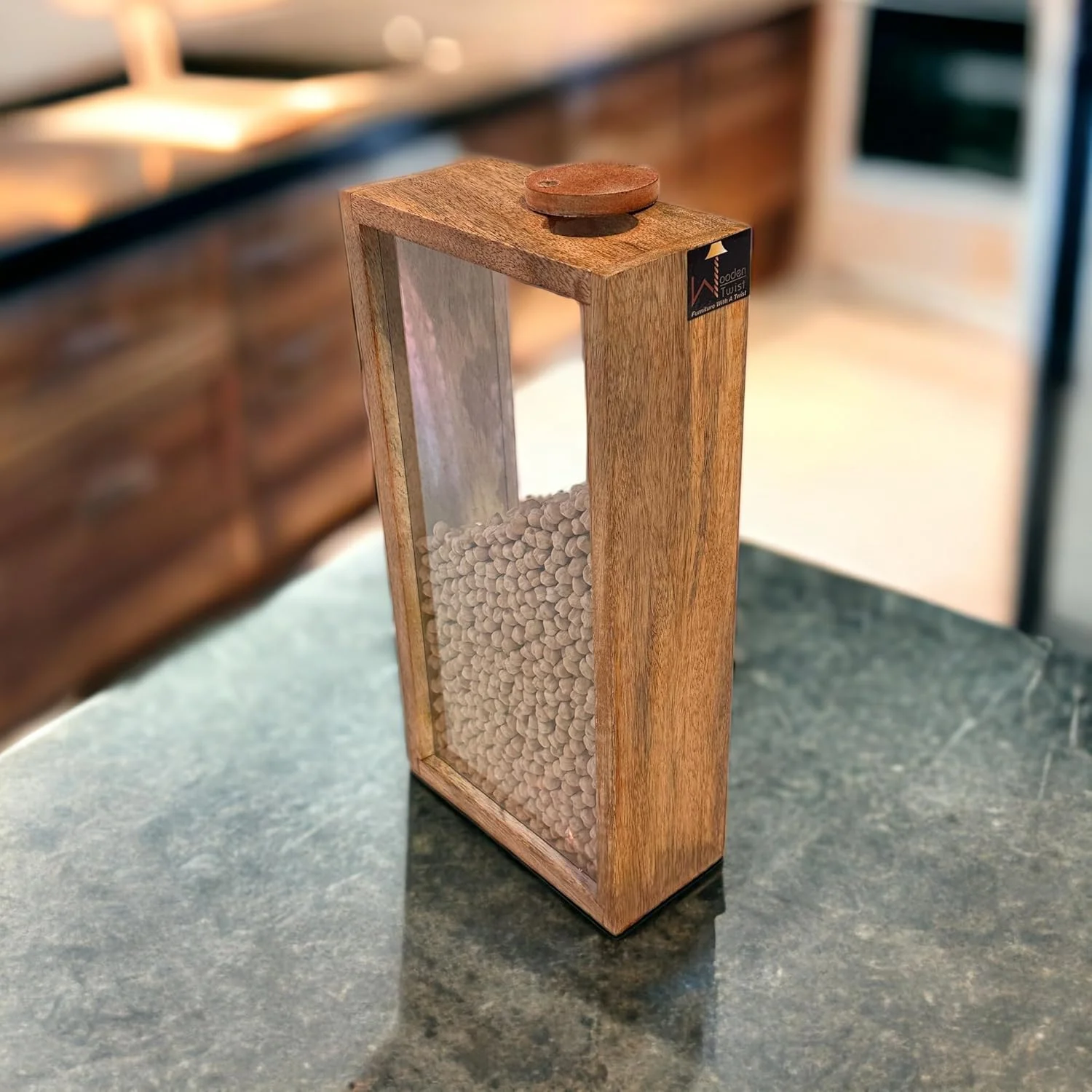 ظرف نگهداری مواد غذایی چوبی تویست، شیشه های نگهداری چوبی، ظروف نگهداری غلات و پاستا برای انبار (بزرگ) ظرف نگهداری مواد غذایی چوبی تویست، شیشه های نگهداری چوبی، ظروف نگهداری غلات و پاستا برای انبار (بزرگ)