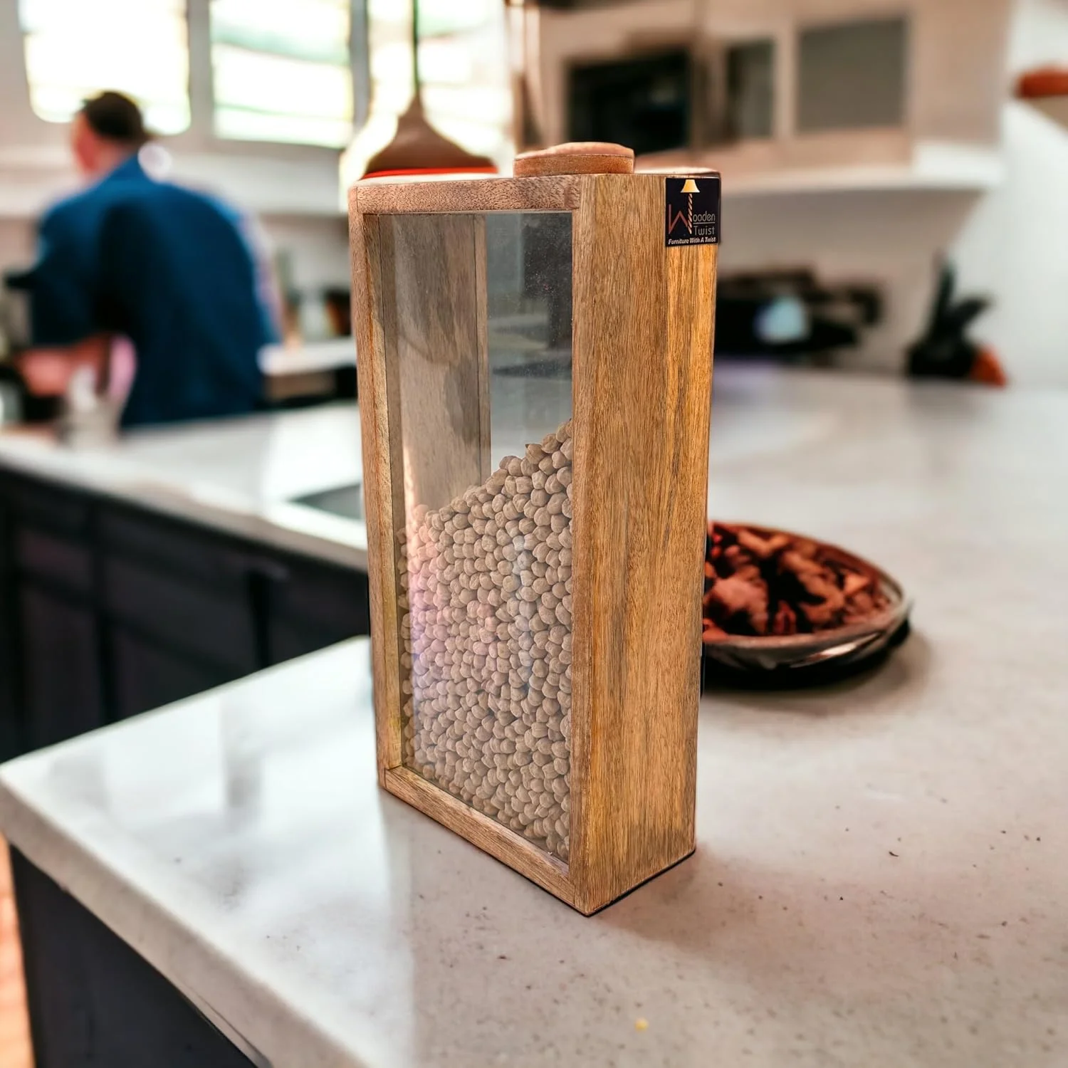 ظرف نگهداری مواد غذایی چوبی تویست، شیشه های نگهداری چوبی، ظروف نگهداری غلات و پاستا برای انبار (بزرگ) ظرف نگهداری مواد غذایی چوبی تویست، شیشه های نگهداری چوبی، ظروف نگهداری غلات و پاستا برای انبار (بزرگ)