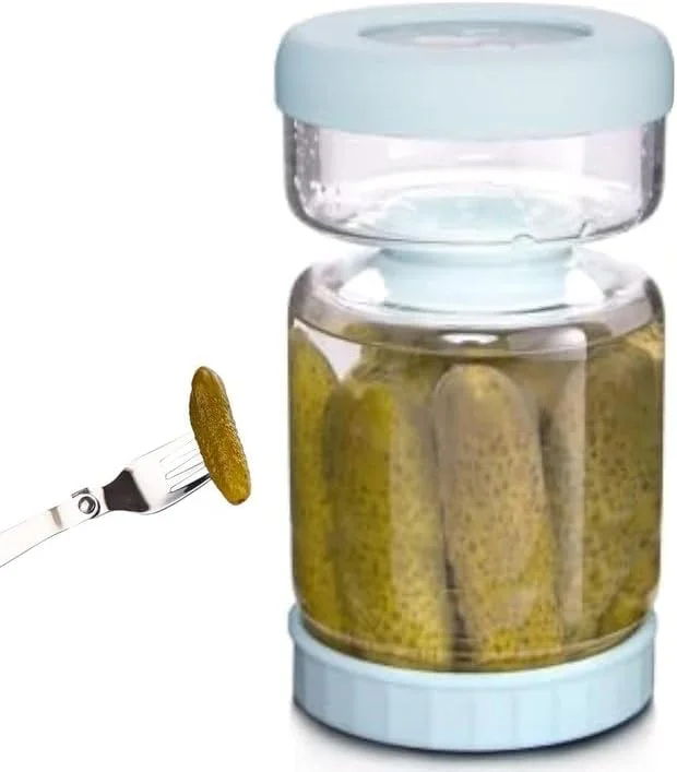 ظرف ترشی ویسفانلی با صافی چرخشی، ظرف ترشی، جداکننده آب ترشی برای زیتون، خیارشور و ترشی های ورقه شده، درب ضد نشت و مناسب برای ماشین ظرفشویی و یخچال