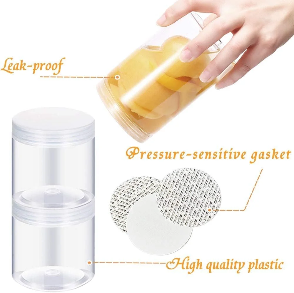 VOIDROP-12 Pack 41oz/1200ml Plastic jars with lids, clear jars, Refillable Empty Containers with Lids Round Clear Jars, Wide-Mouth Plastic Slime Storage Favor Jars for Crafts