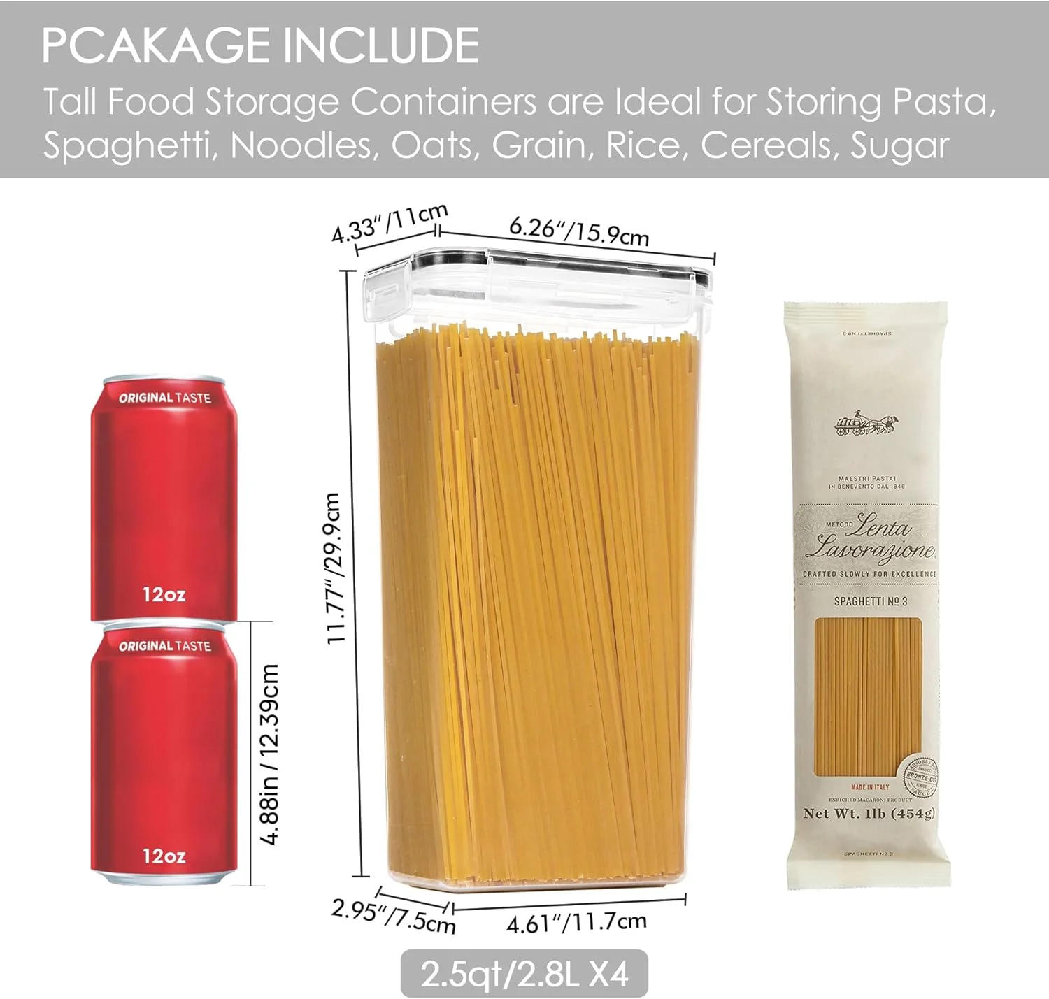 ظروف نگهداری مواد غذایی درب دار Vtopmart، 4 عدد ظرف 2.8 لیتری پاستا برای سازماندهی و نگهداری مواد غذایی در انبار، ظروف نگهداری آشپزخانه بدون BPA برای اسپاگتی، آرد، شکر و نودل، مشکی ظروف نگهداری مواد غذایی درب دار Vtopmart، 4 عدد ظرف 2.8 لیتری پاستا برای سازماندهی و نگهداری مواد غذایی در انبار، ظروف نگهداری آشپزخانه بدون BPA برای اسپاگتی، آرد، شکر و نودل، مشکی