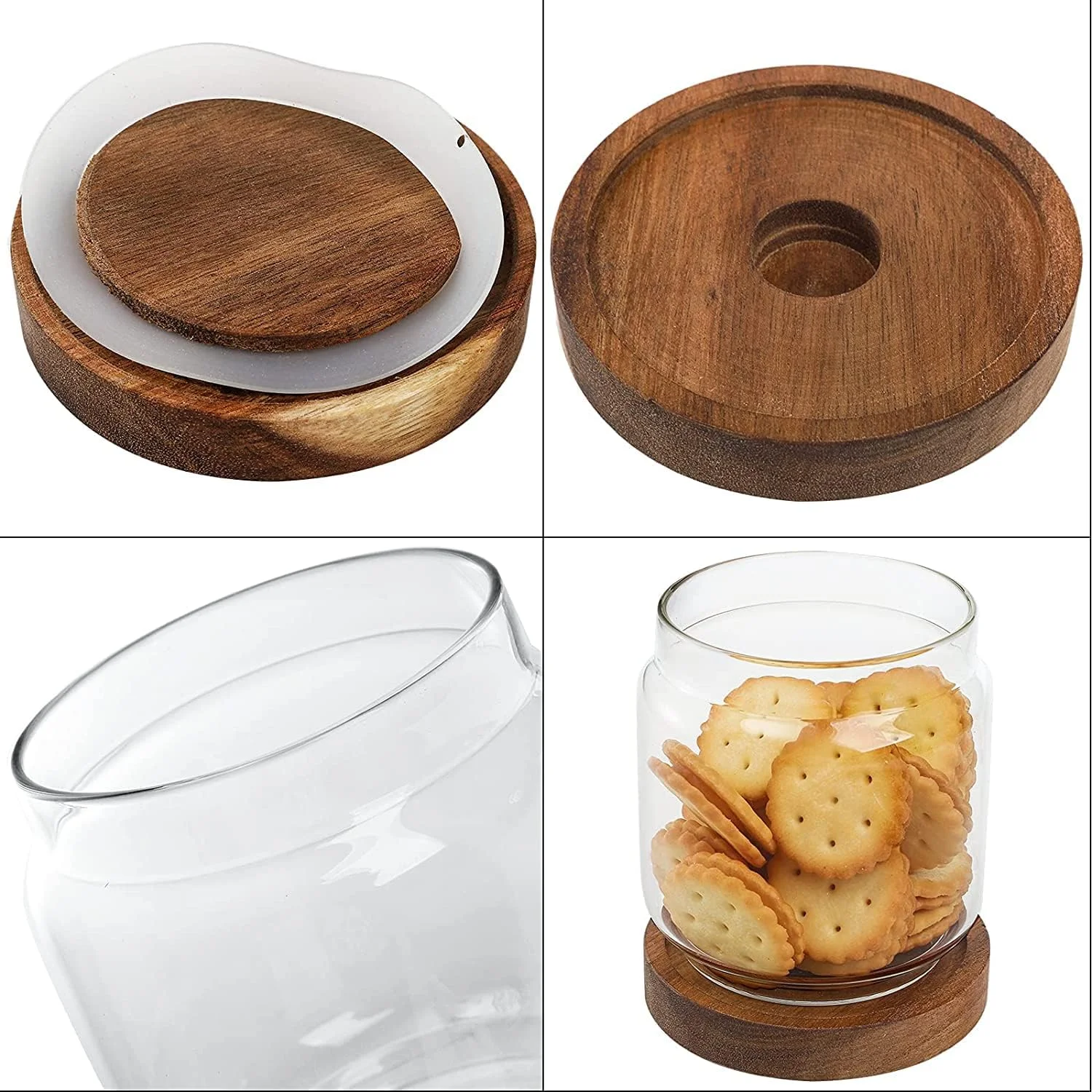 ظروف شیشه ای ذخیره سازی 2 لیتری VUCATIN، ظروف شفاف نگهداری مواد غذایی بدون BPA با درب چوبی هواگیر، ظروف شیشه ای آشپزخانه قابل چیدن برای کلوچه، آب نبات، غلات، آرد، پاستا خشک، شکر، آجیل و ادویه ظروف شیشه ای ذخیره سازی 2 لیتری VUCATIN، ظروف شفاف نگهداری مواد غذایی بدون BPA با درب چوبی هواگیر، ظروف شیشه ای آشپزخانه قابل چیدن برای کلوچه، آب نبات، غلات، آرد، پاستا خشک، شکر، آجیل و ادویه