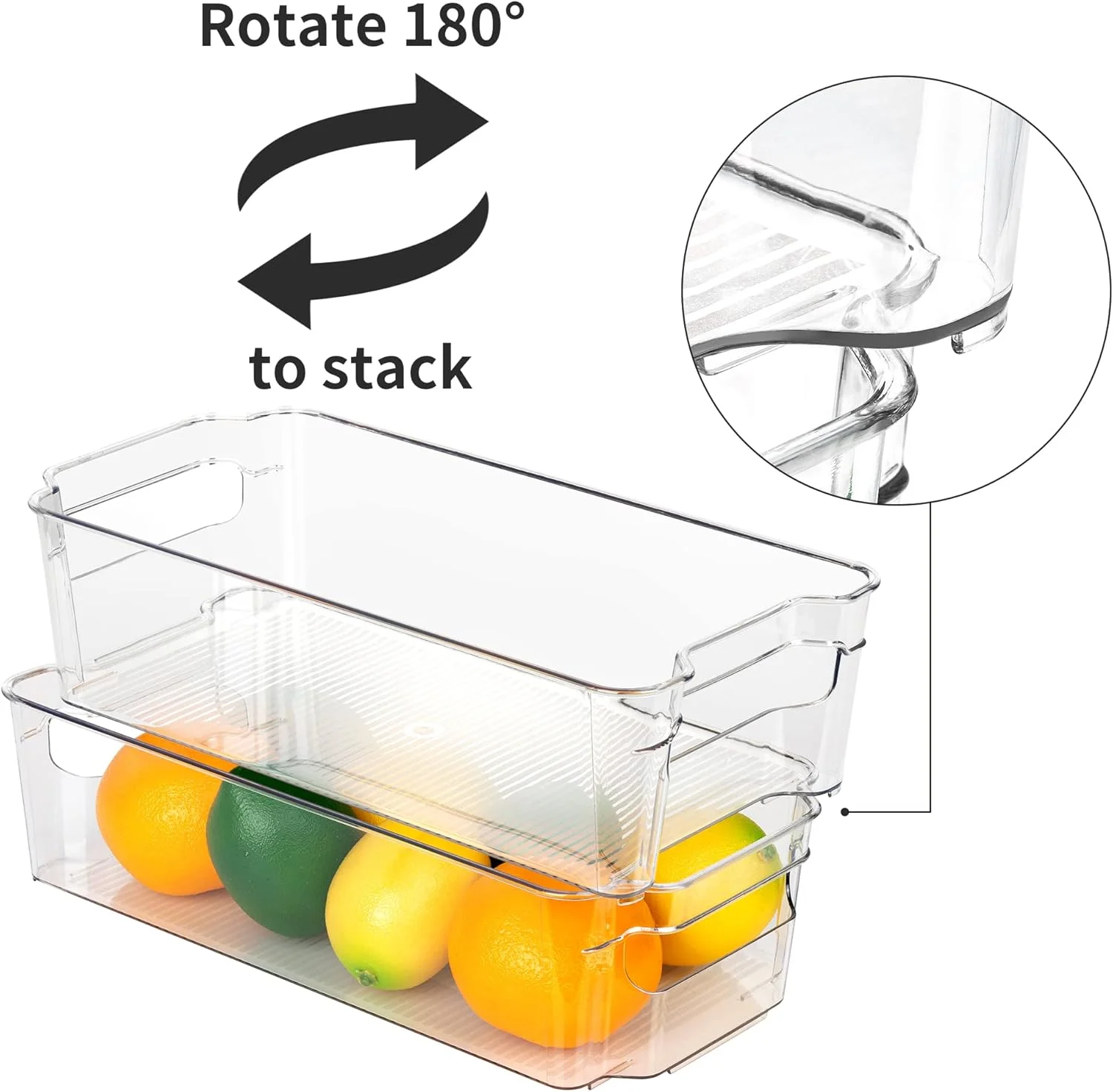 ویتاپمارت 8 عدد ارگانایزر و سطل ذخیره سازی شفاف و قابل چیدن در انبار، جعبه های پلاستیکی برای قفسه ها، کابینت، یخچال، آشپزخانه، بدون BPA