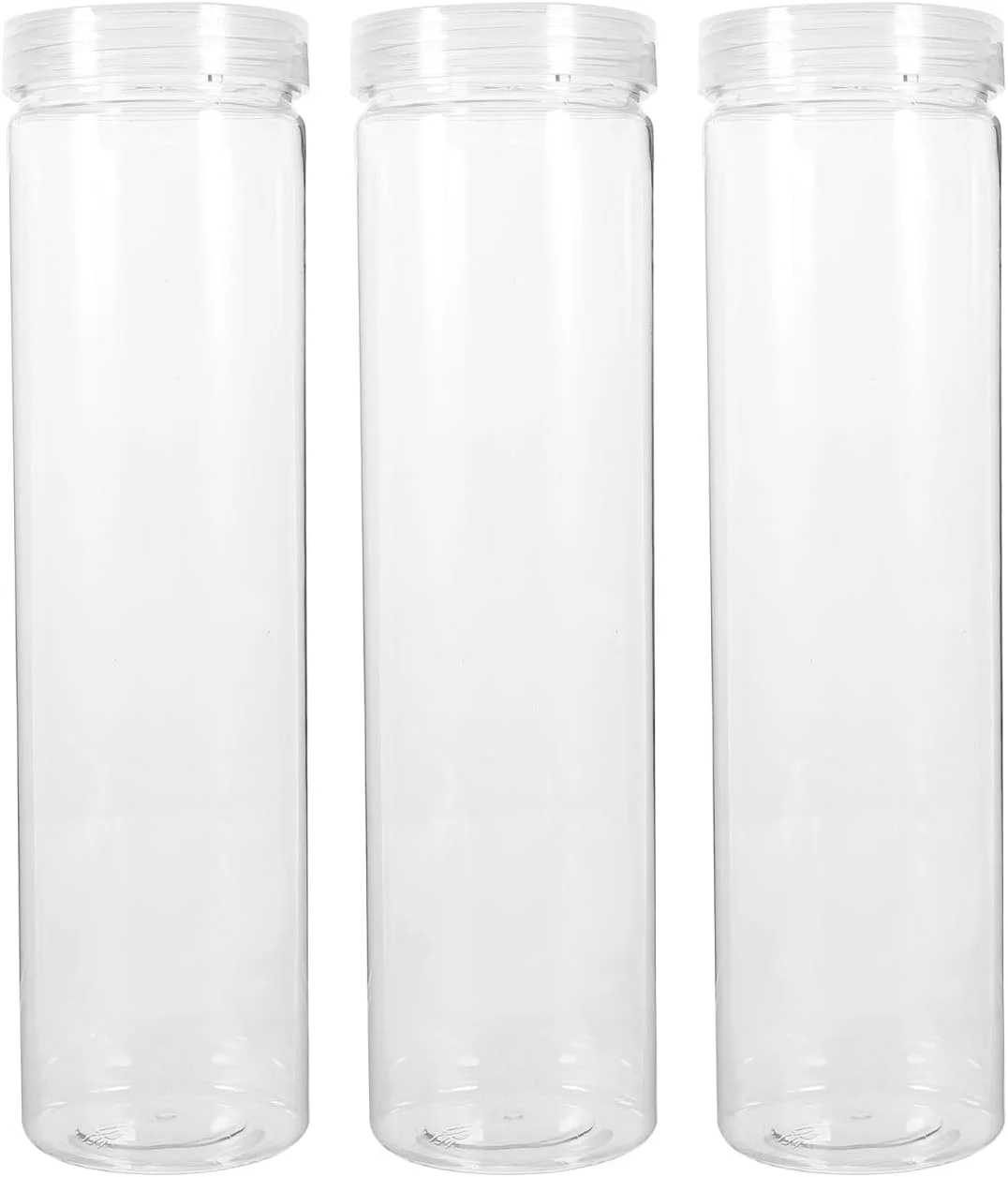 مجموعه 3 عددی ظروف گرد ذخیره سازی مواد غذایی Unomor با درب، ظرف ذخیره سازی برنج، شیشه شفاف، ظروف درب دار هواگیر برای مواد غذایی، شیشه با ظرفیت بالا، شیشه های پلاستیکی شفاف، شیشه های پلاستیکی خالی