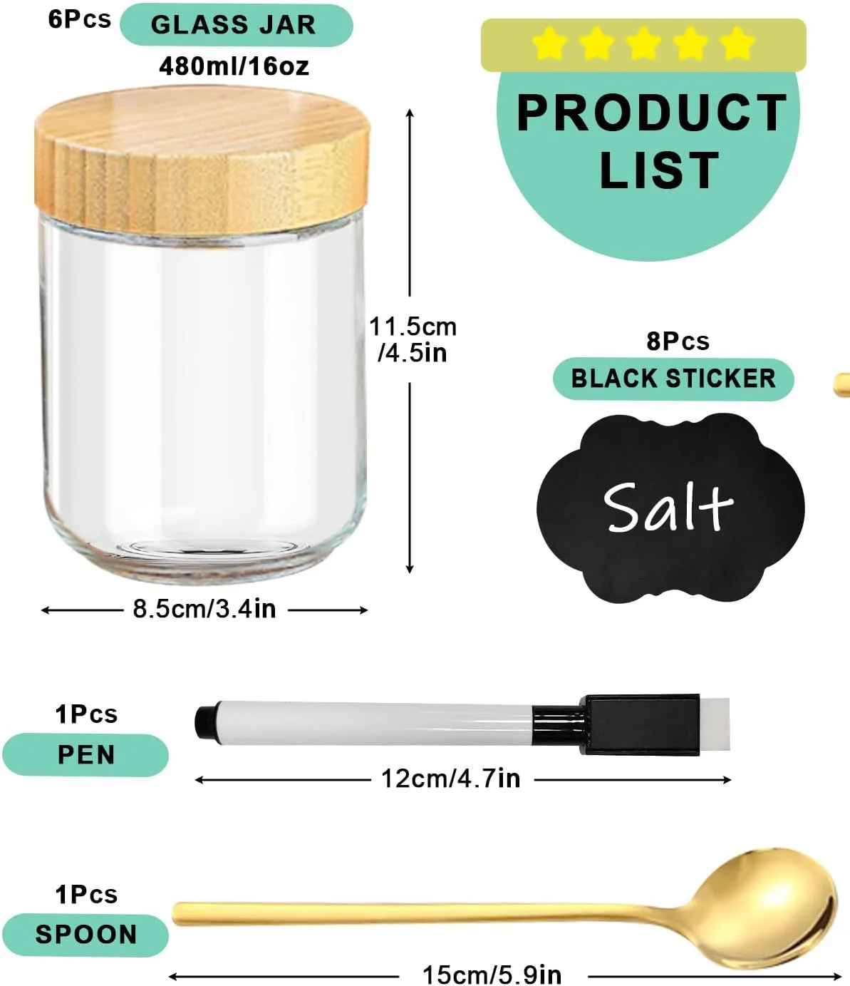 ظروف شیشه ای 480 میلی لیتری URbazaar برای نگهداری جو دوسر شبانه با درب بامبو، بسته 6 عددی - شیشه های دهان گشاد و ضد هوا برای آماده سازی غذا، ماست، سالاد، پودینگ، غلات، ادویه جات و موارد دیگر (بسته 6 عددی/480 میلی لیتر) ظروف شیشه ای 480 میلی لیتری URbazaar برای نگهداری جو دوسر شبانه با درب بامبو، بسته 6 عددی - شیشه های دهان گشاد و ضد هوا برای آماده سازی غذا، ماست، سالاد، پودینگ، غلات، ادویه جات و موارد دیگر (بسته 6 عددی/480 میلی لیتر)