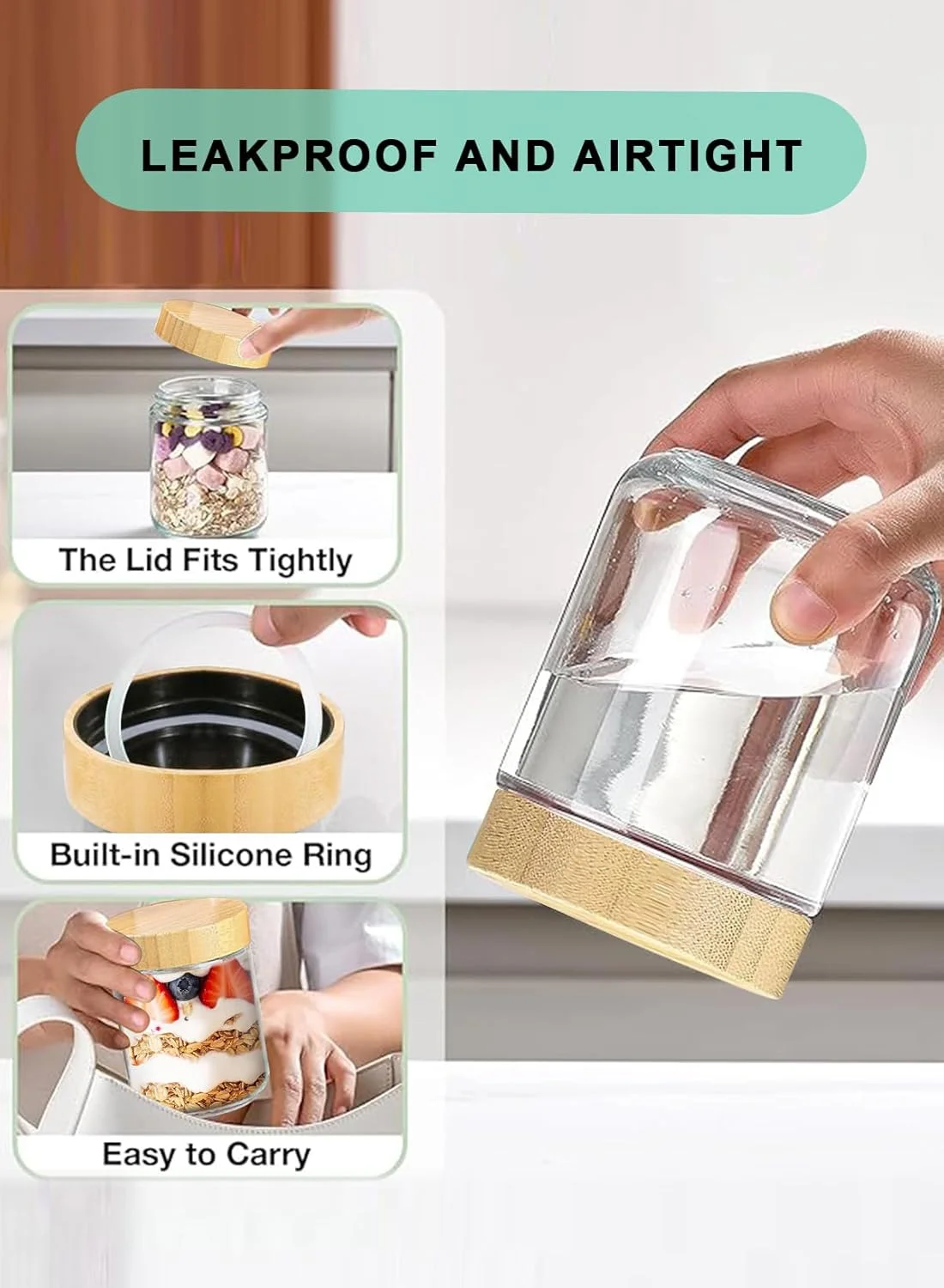 ظروف شیشه ای 480 میلی لیتری URbazaar برای نگهداری جو دوسر شبانه با درب بامبو، بسته 6 عددی - شیشه های دهان گشاد و ضد هوا برای آماده سازی غذا، ماست، سالاد، پودینگ، غلات، ادویه جات و موارد دیگر (بسته 6 عددی/480 میلی لیتر) ظروف شیشه ای 480 میلی لیتری URbazaar برای نگهداری جو دوسر شبانه با درب بامبو، بسته 6 عددی - شیشه های دهان گشاد و ضد هوا برای آماده سازی غذا، ماست، سالاد، پودینگ، غلات، ادویه جات و موارد دیگر (بسته 6 عددی/480 میلی لیتر)