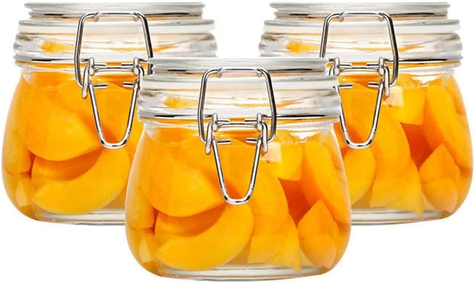 ست 3 عددی ظروف شیشه ای درب دار UBP، ظروف نگهداری مواد غذایی بزرگ، مناسب برای نگهداری مواد غذایی، تخمیر در آشپزخانه و کنسرو کردن غلات (500 میلی لیتر)
