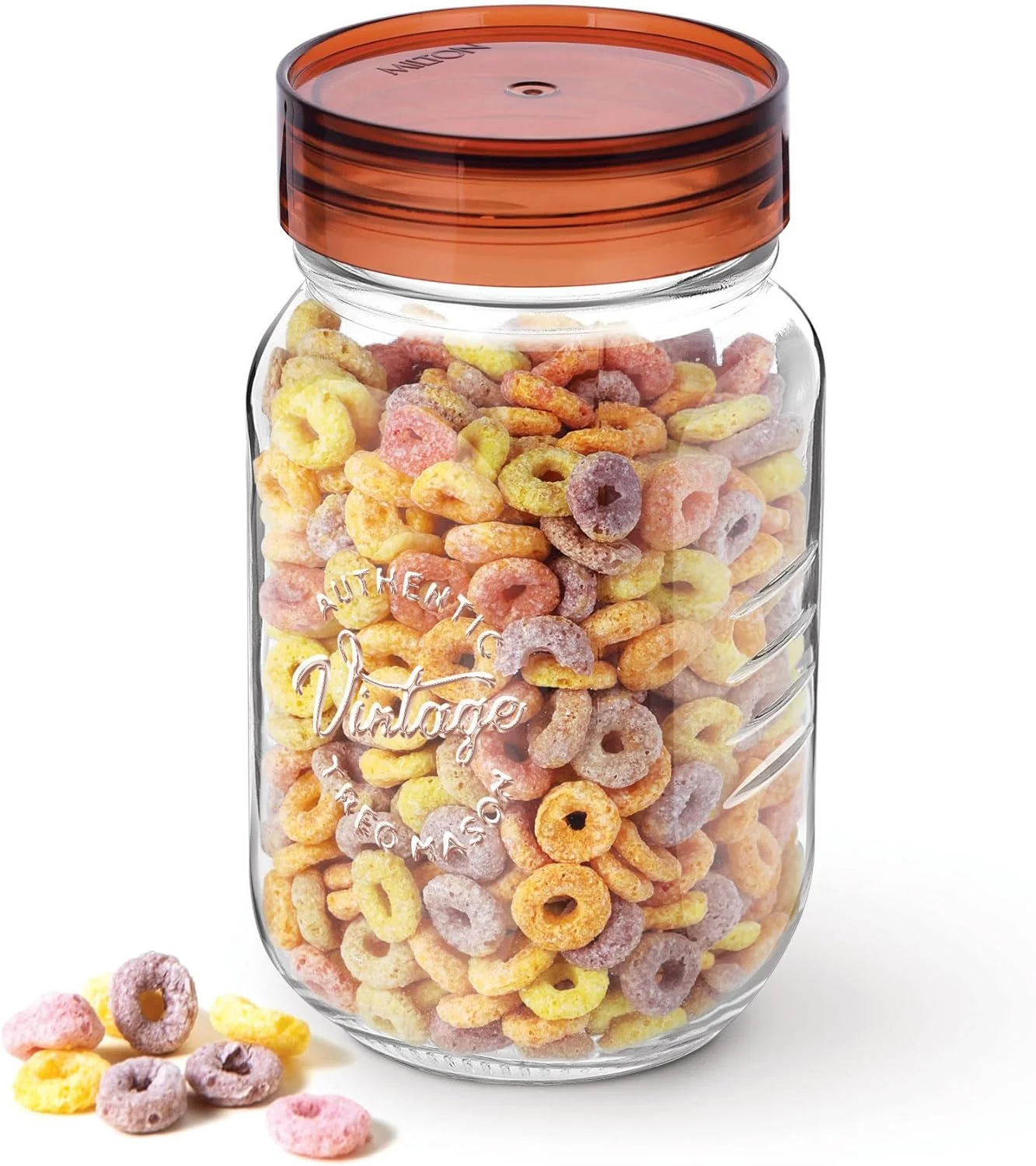 ظرف شیشه ای درب دار Treo By Milton Vintage، ظرف نگهداری آشپزخانه شیشه ای، بدون BPA، سازمان دهنده شفاف، دبه چند منظوره برای غذا، ادویه، غلات، کلوچه، غذای خشک، 1000 میلی لیتر