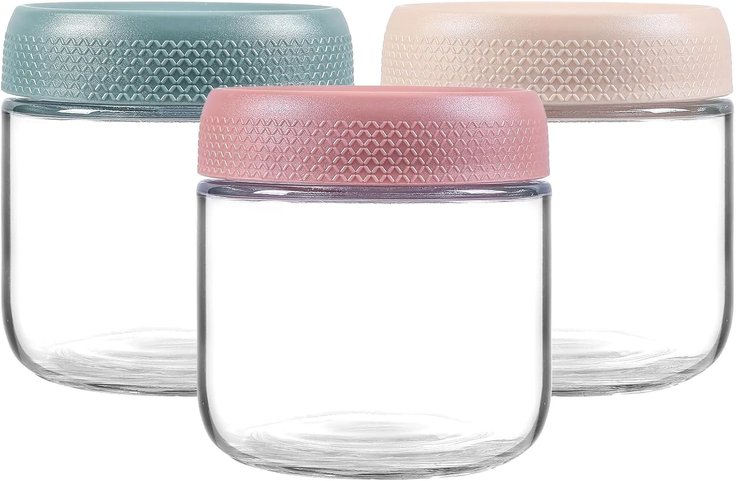 ظروف شیشه ای 3 عددی TERRIFI با درب های هواگیر، شیشه های دهان گشاد 300 میلی لیتری مناسب برای اوت میل، سالاد، تنقلات، ماست، ادویه جات، شکر، ظروف نگهداری مواد غذایی شیشه ای