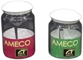 ست 2 تایی ظروف نگهداری شفاف با درب های سفید هوا بند - برچسب های قرمز و سبز - ظروف آشپزخانه برای غذا، سبزیجات خشک، ادویه جات و مواد غذایی خشک